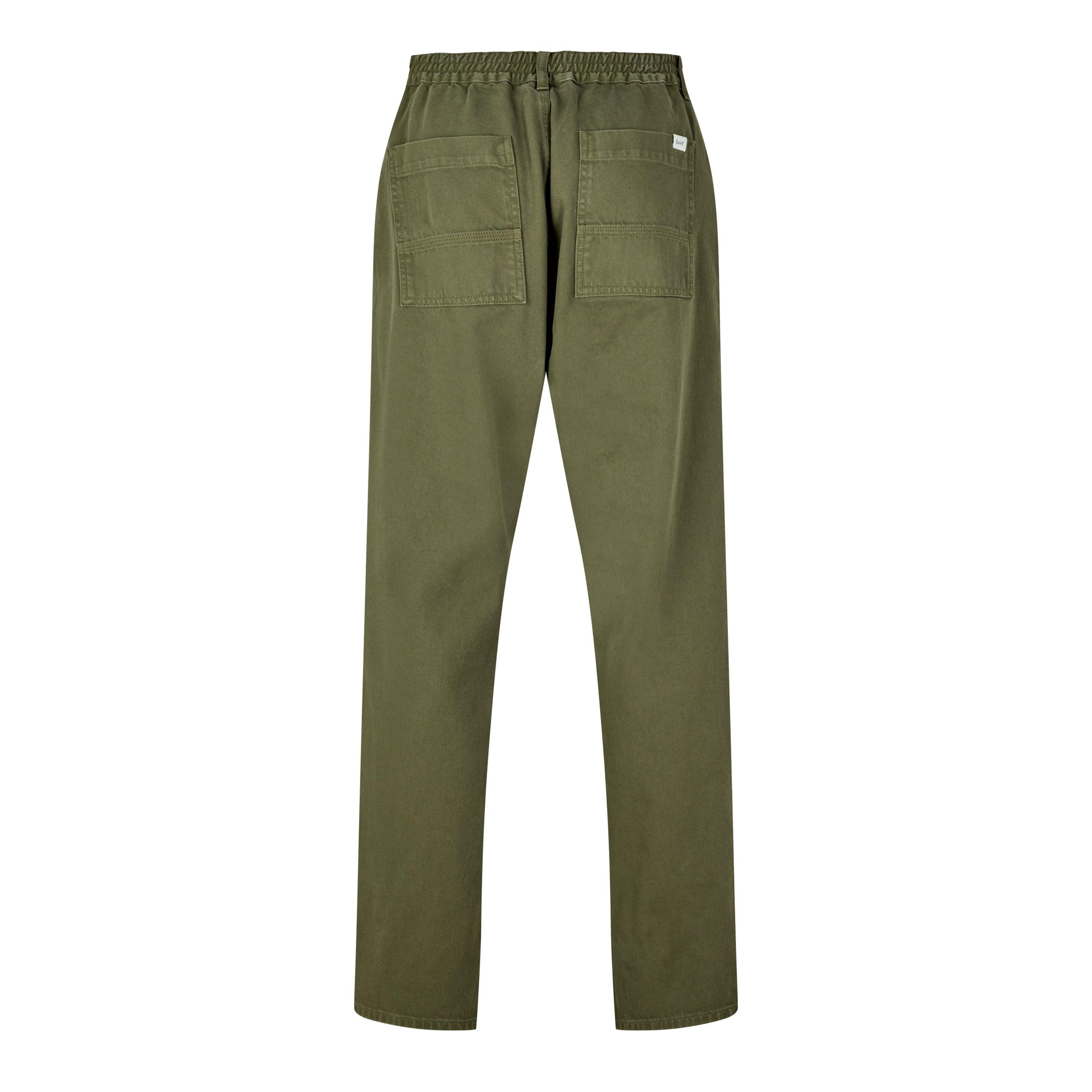 KHAKI - Foret - Men's Drawstring Twill Straight Leg Trousers - 2
