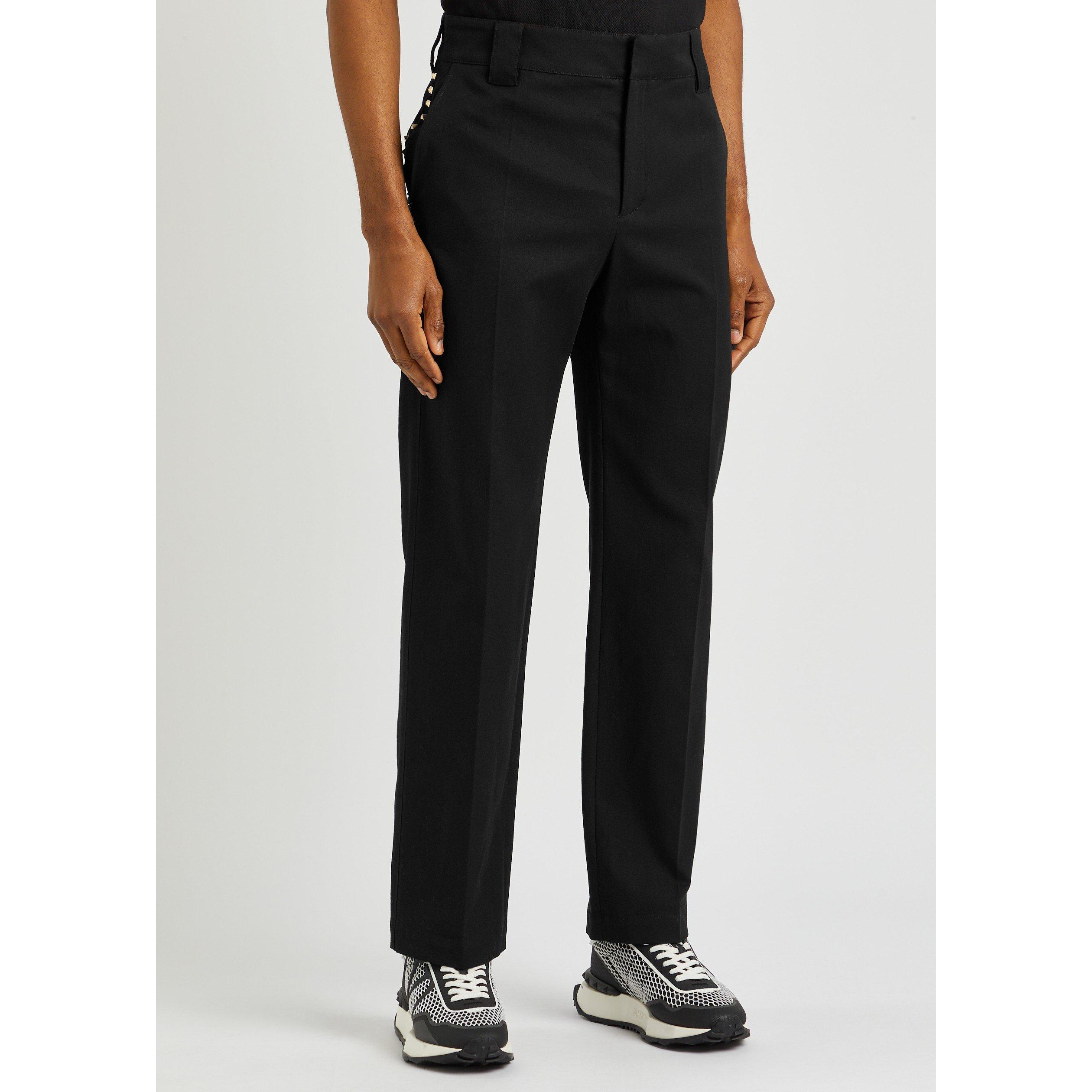 BLACK - Valentino - Men's Rockstar Cotton Straight-Leg Trousers - 2