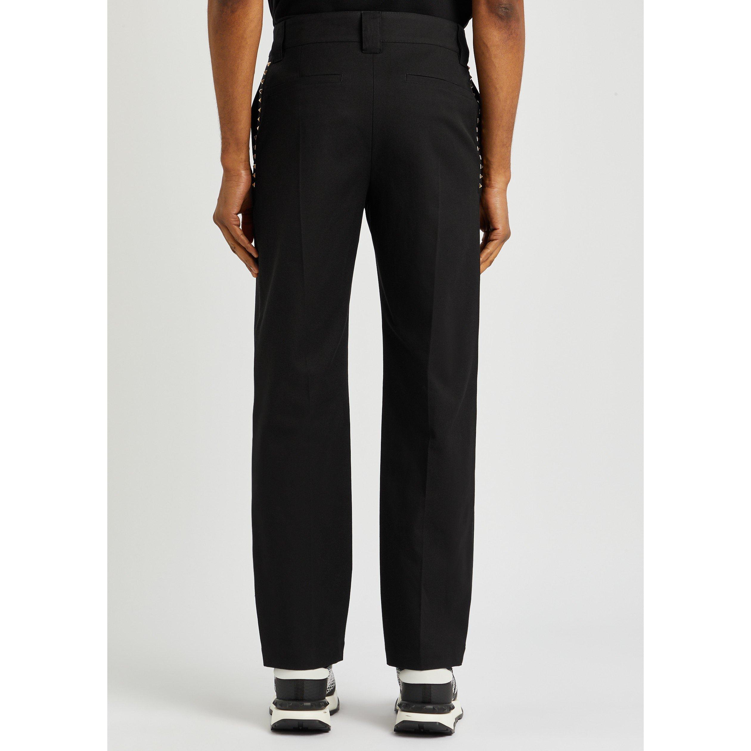 BLACK - Valentino - Men's Rockstar Cotton Straight-Leg Trousers - 3