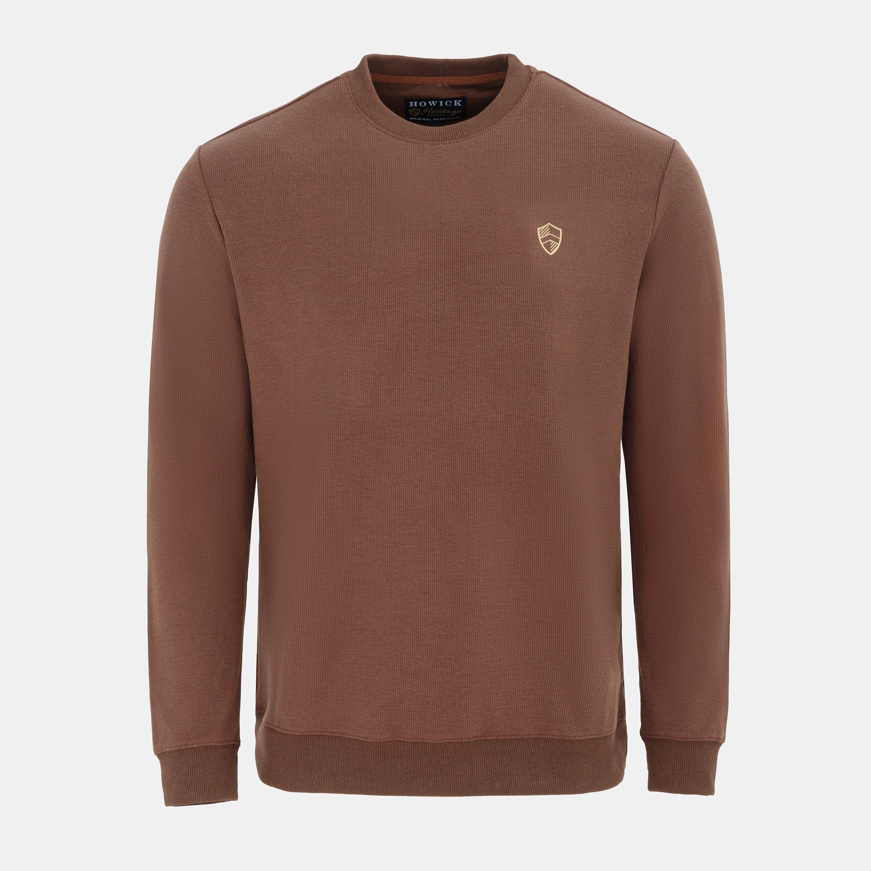 Howick Men's Crew Neck Jumper - Dark Brown - S