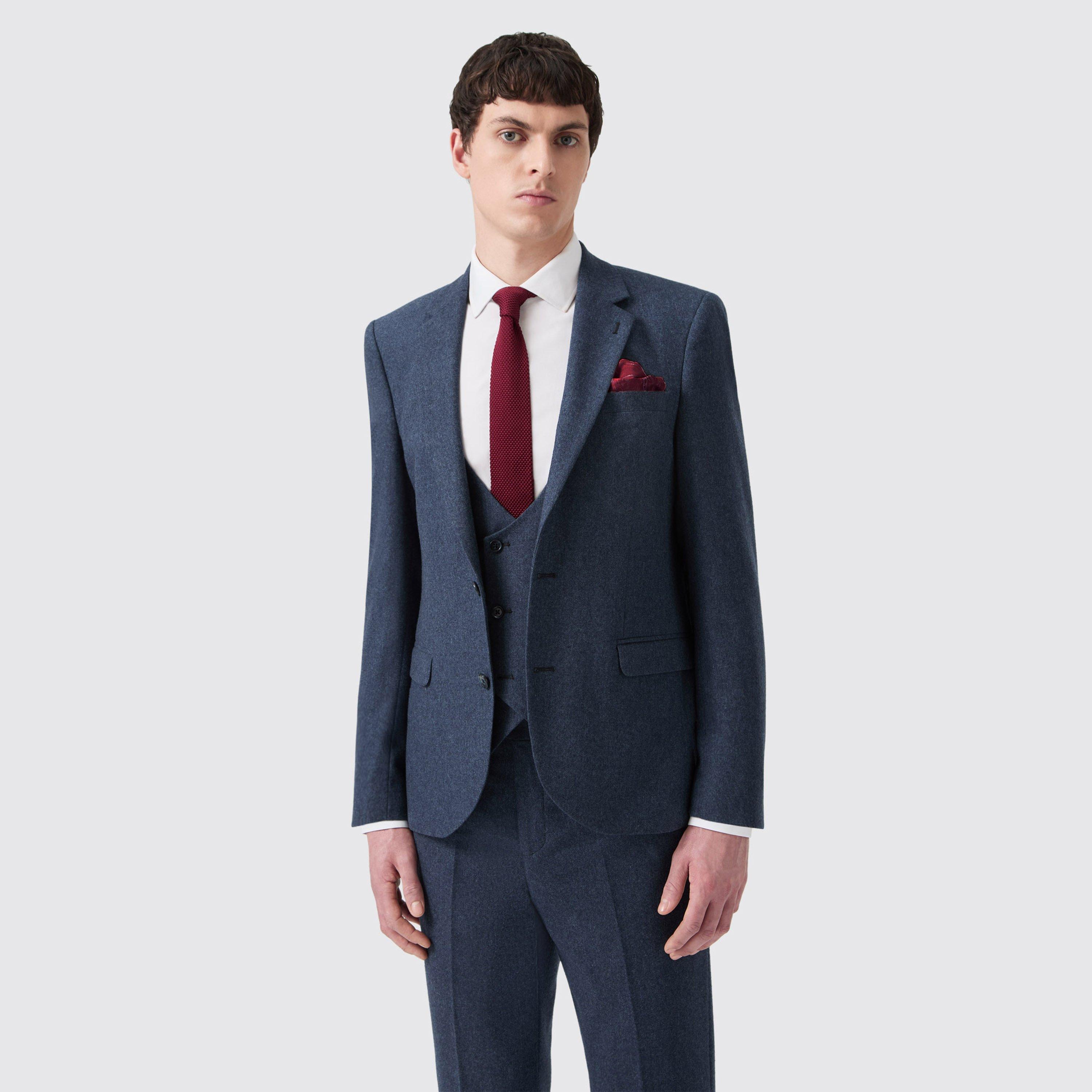 Without Prejudice Men's Archer Donegal Slim Fit Suit Jacket - Navy Tweed - 44 (54)