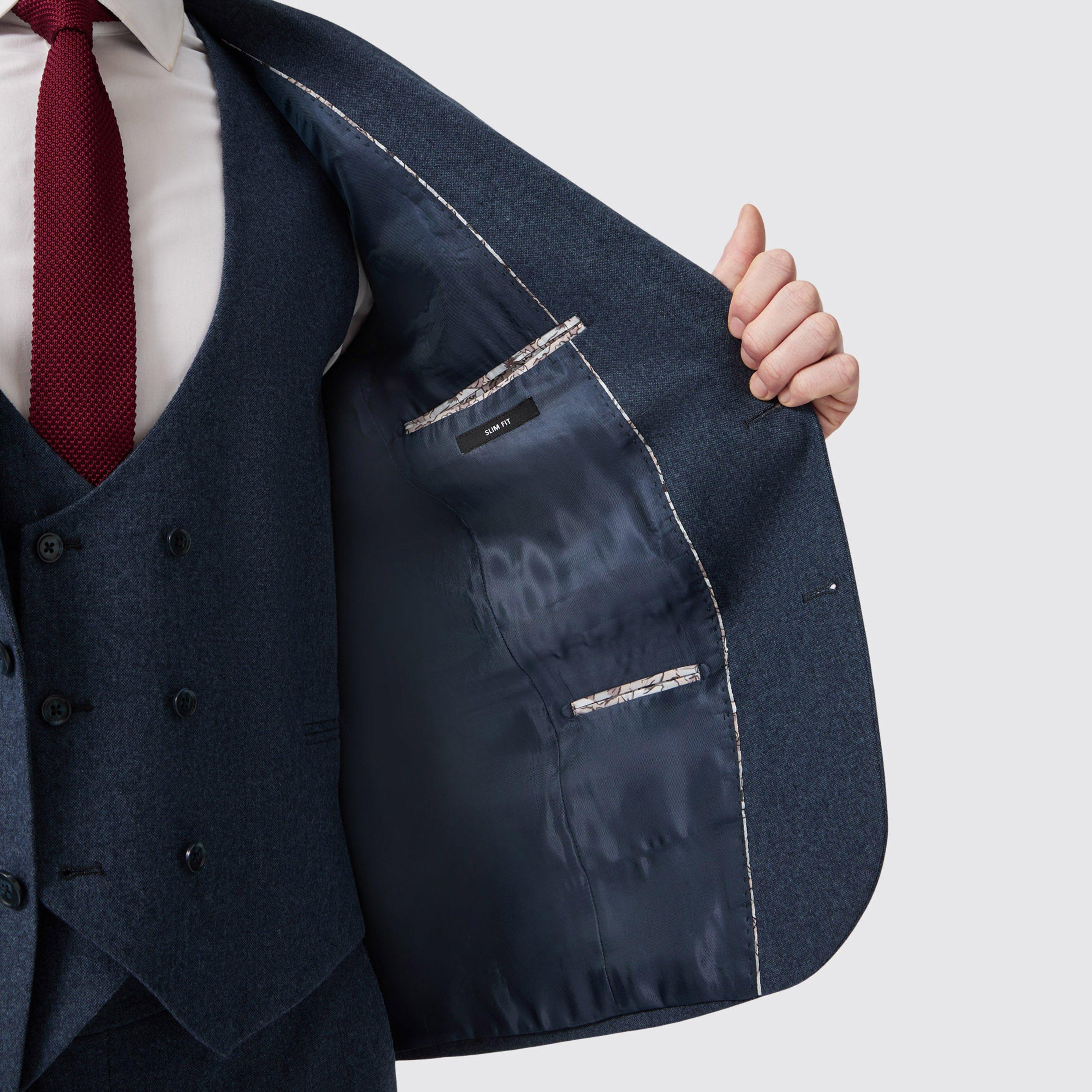 Navy Tweed - Without Prejudice - Archer Donegal Slim Fit Suit Jacket - 4