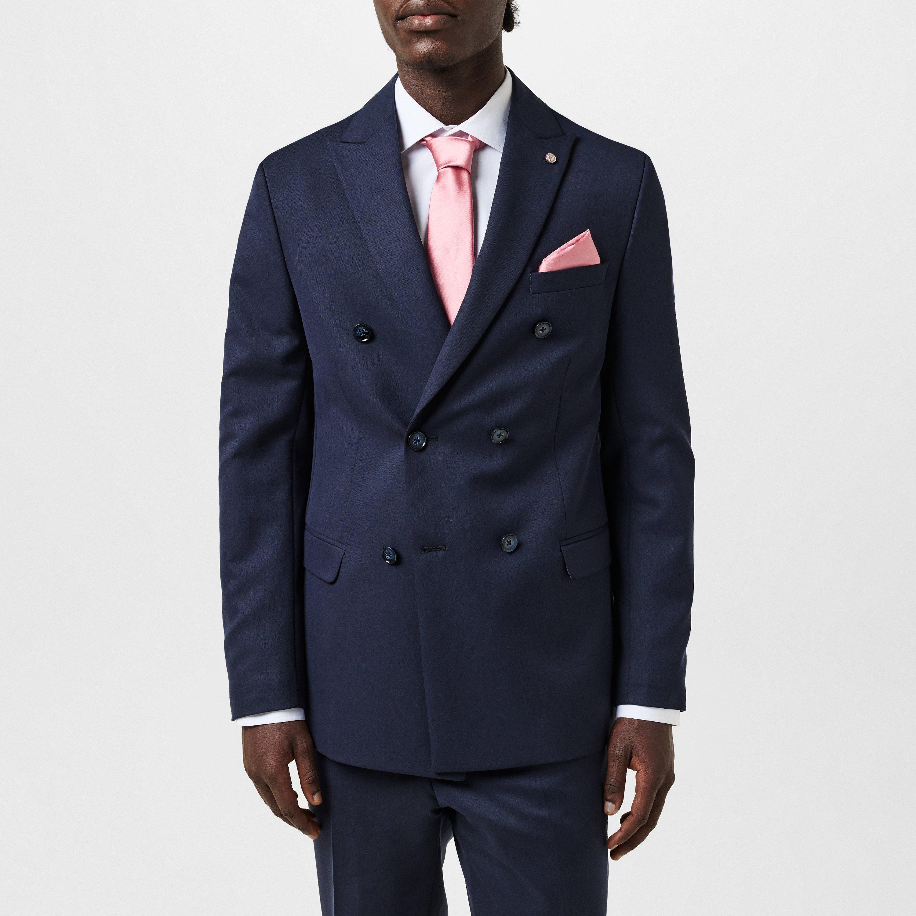 Navy - Twisted Tailor - TT Ellroy Double Breasted Jacket Mens - 3