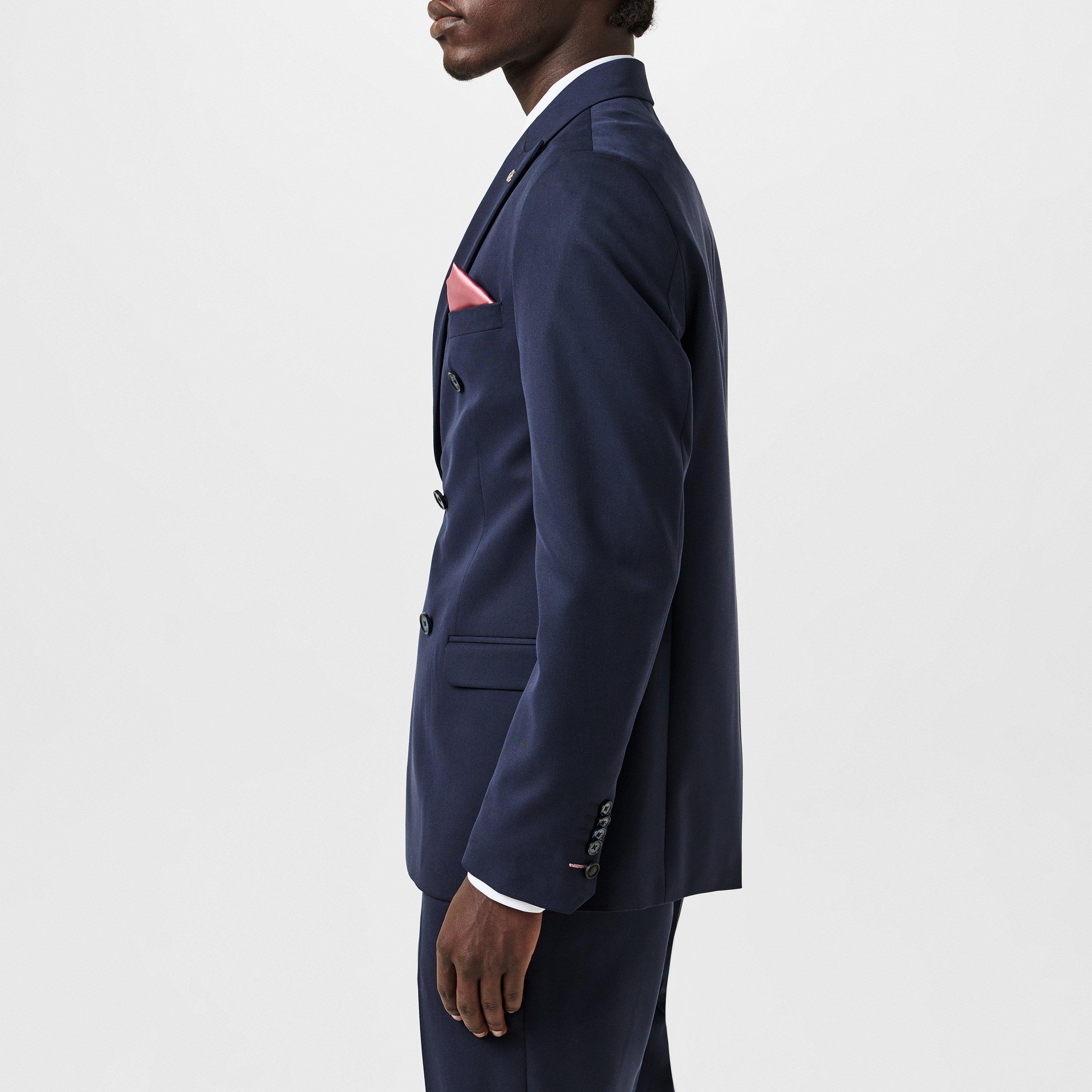 Navy - Twisted Tailor - TT Ellroy Double Breasted Jacket Mens - 9