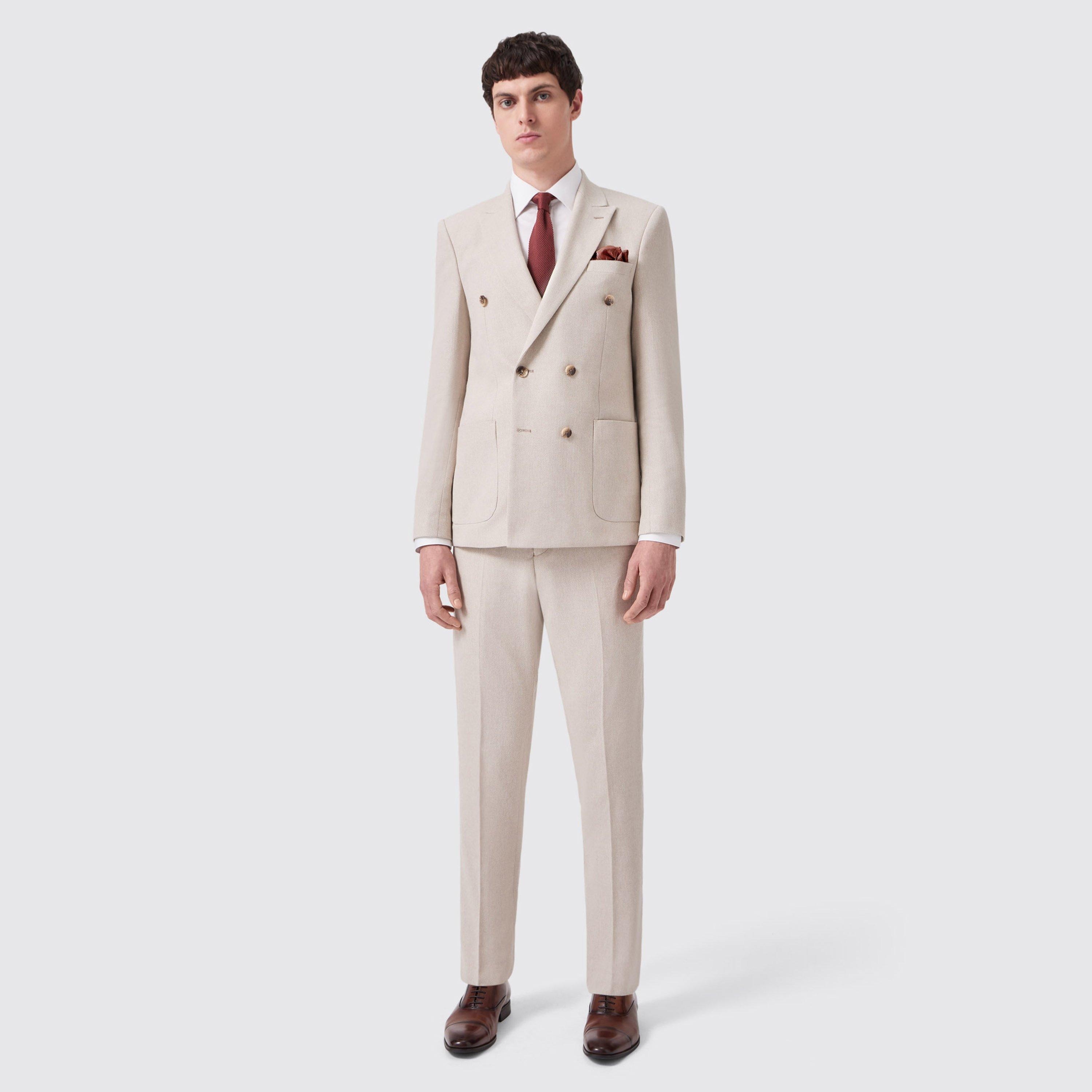 Neutral HBone - Twisted Tailor - Sion Slim Fit DB Herringbone Jacket - 2