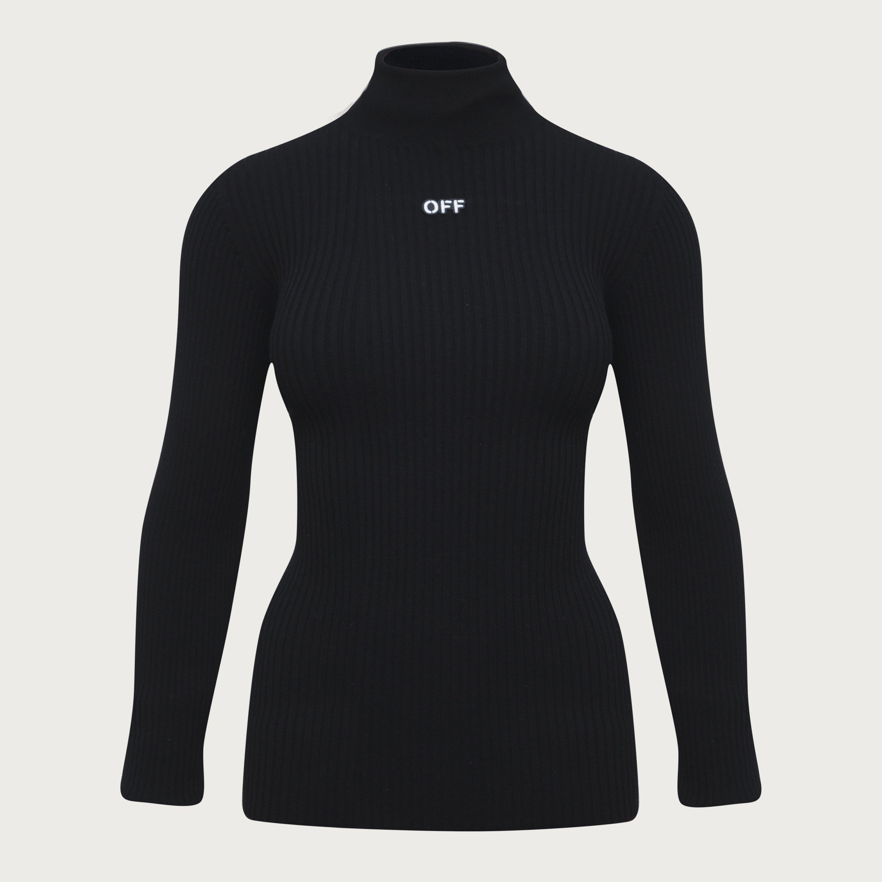 Off White Men's Knitted Crew Sweatshirt - Black White - XL
