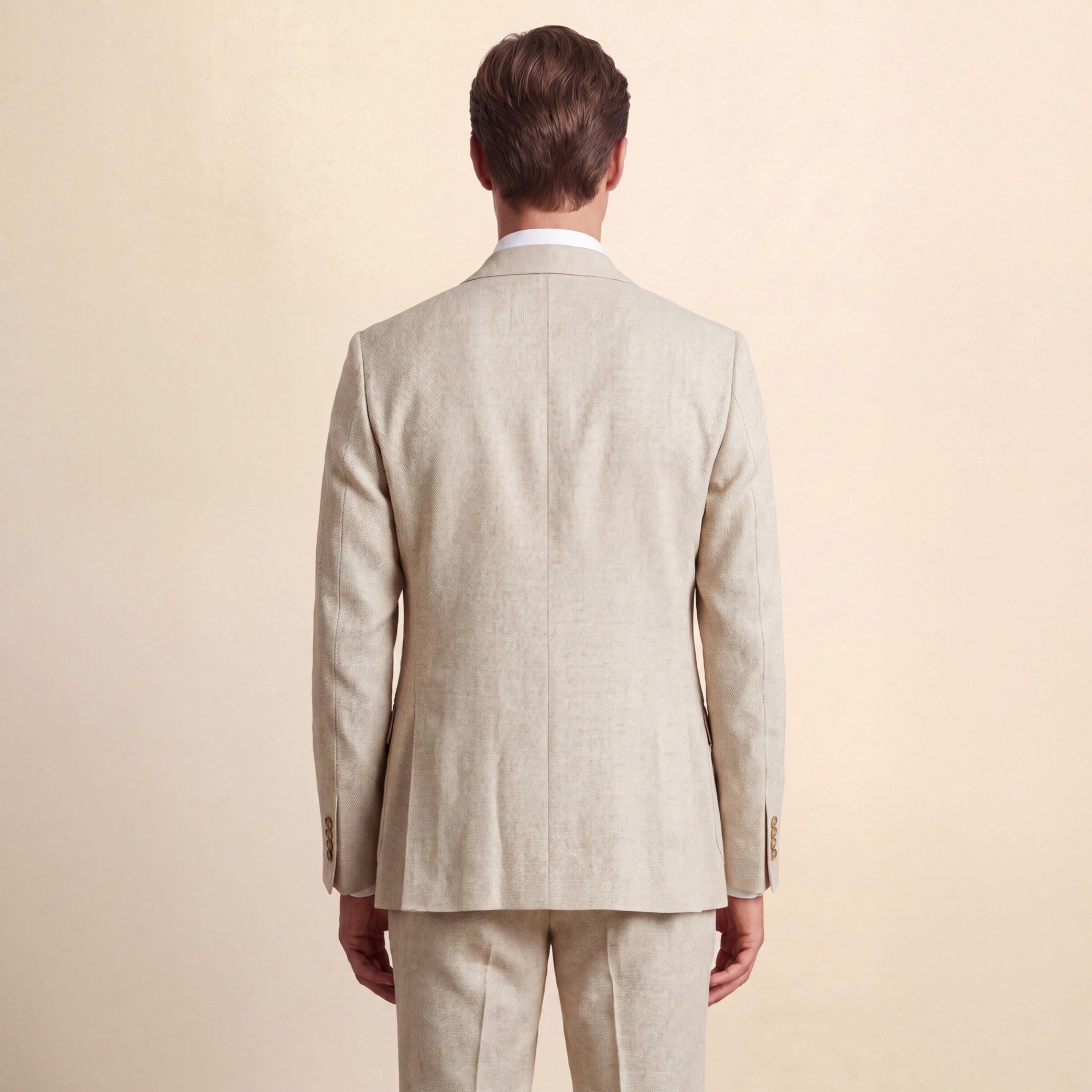 Tan - Without Prejudice - Archer Slim Fit Tan Tweed Suit Jacket - 3