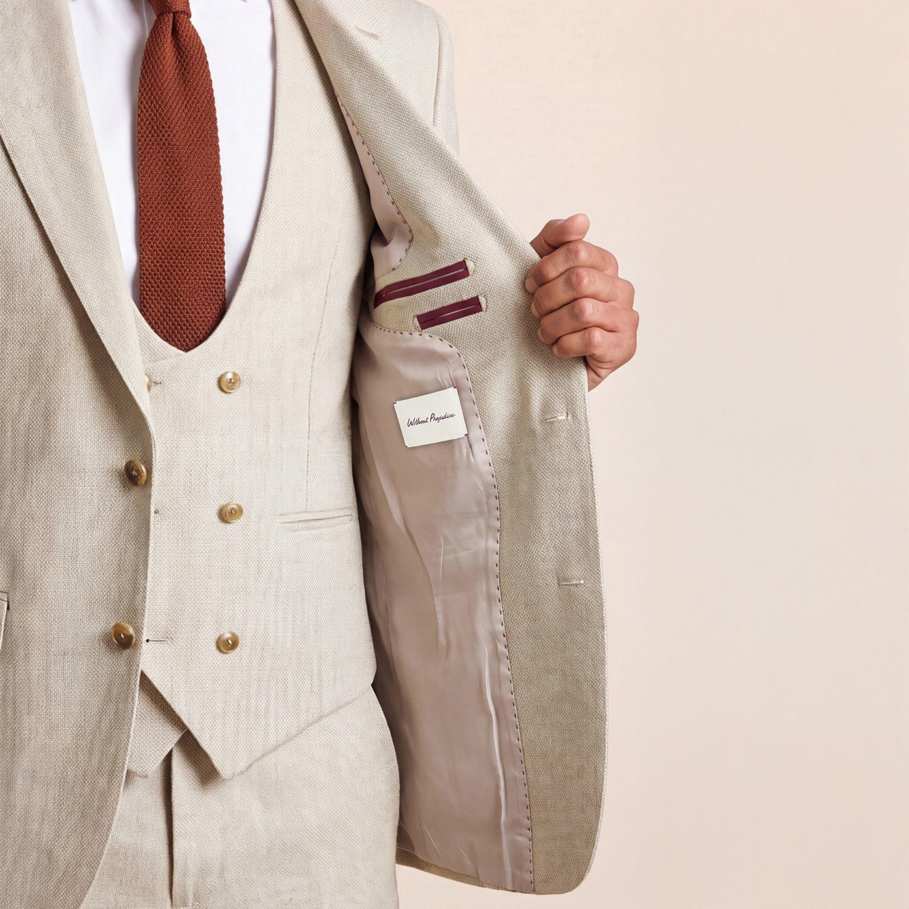 Tan - Without Prejudice - Archer Slim Fit Tan Tweed Suit Jacket - 5