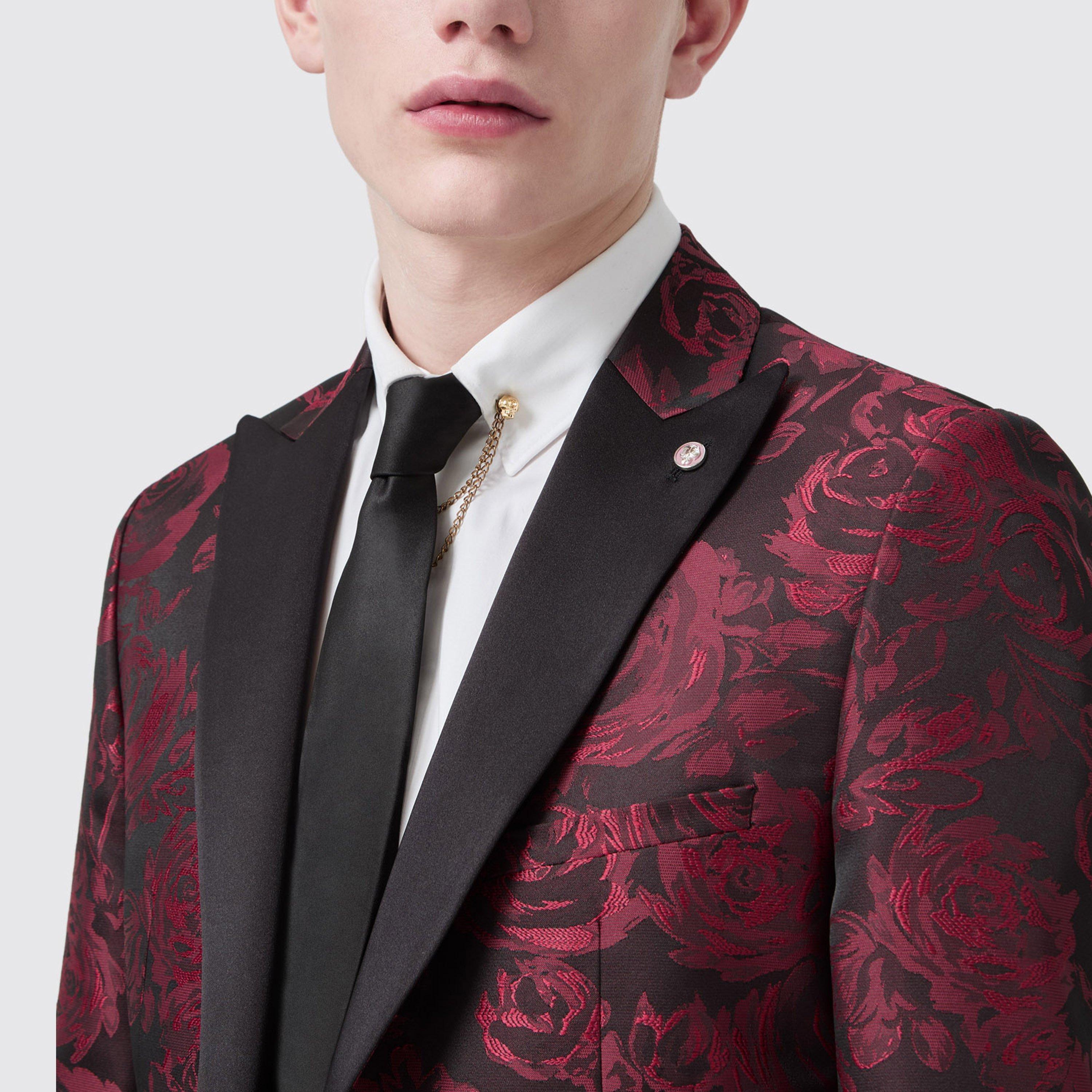 Red Jacquard - Twisted Tailor - Ersat Slim Fit Jacket - 2