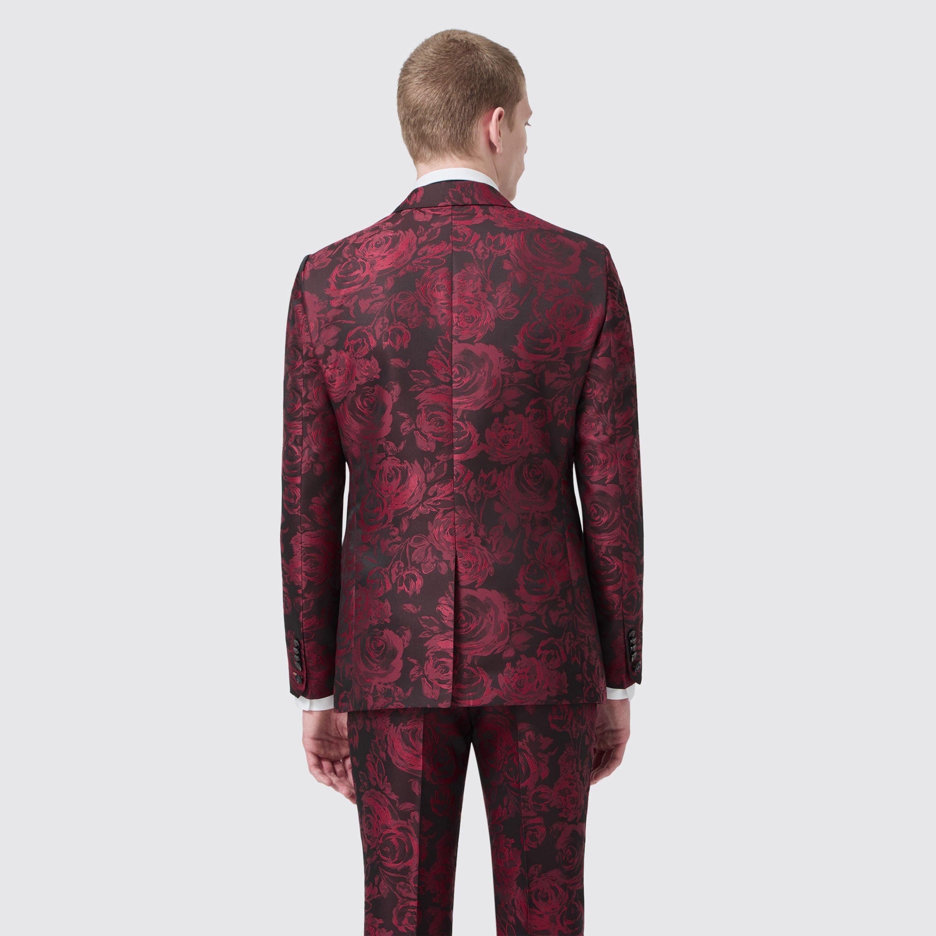 Red Jacquard - Twisted Tailor - Ersat Slim Fit Jacket - 4