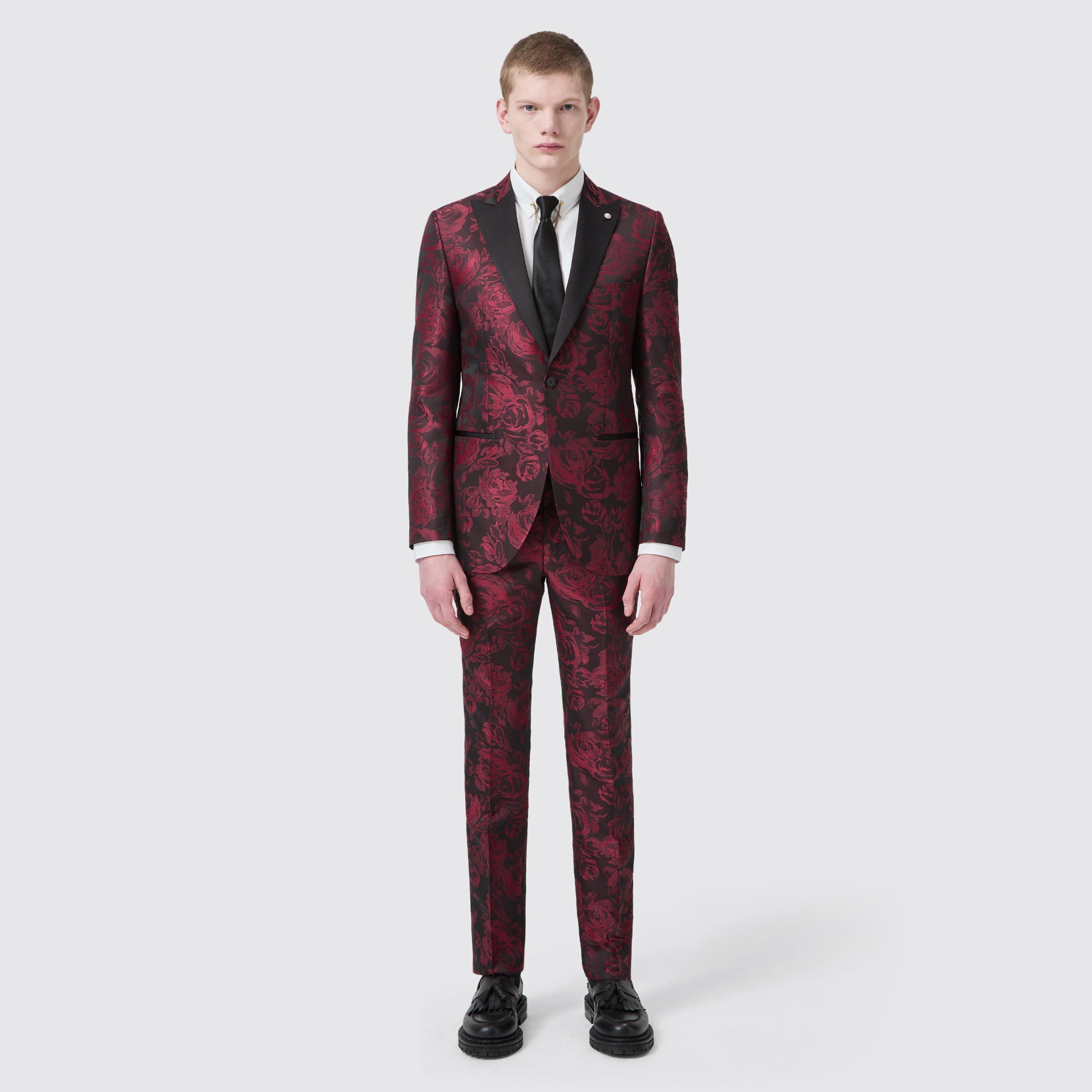 Red Jacquard - Twisted Tailor - Ersat Slim Fit Jacket - 5