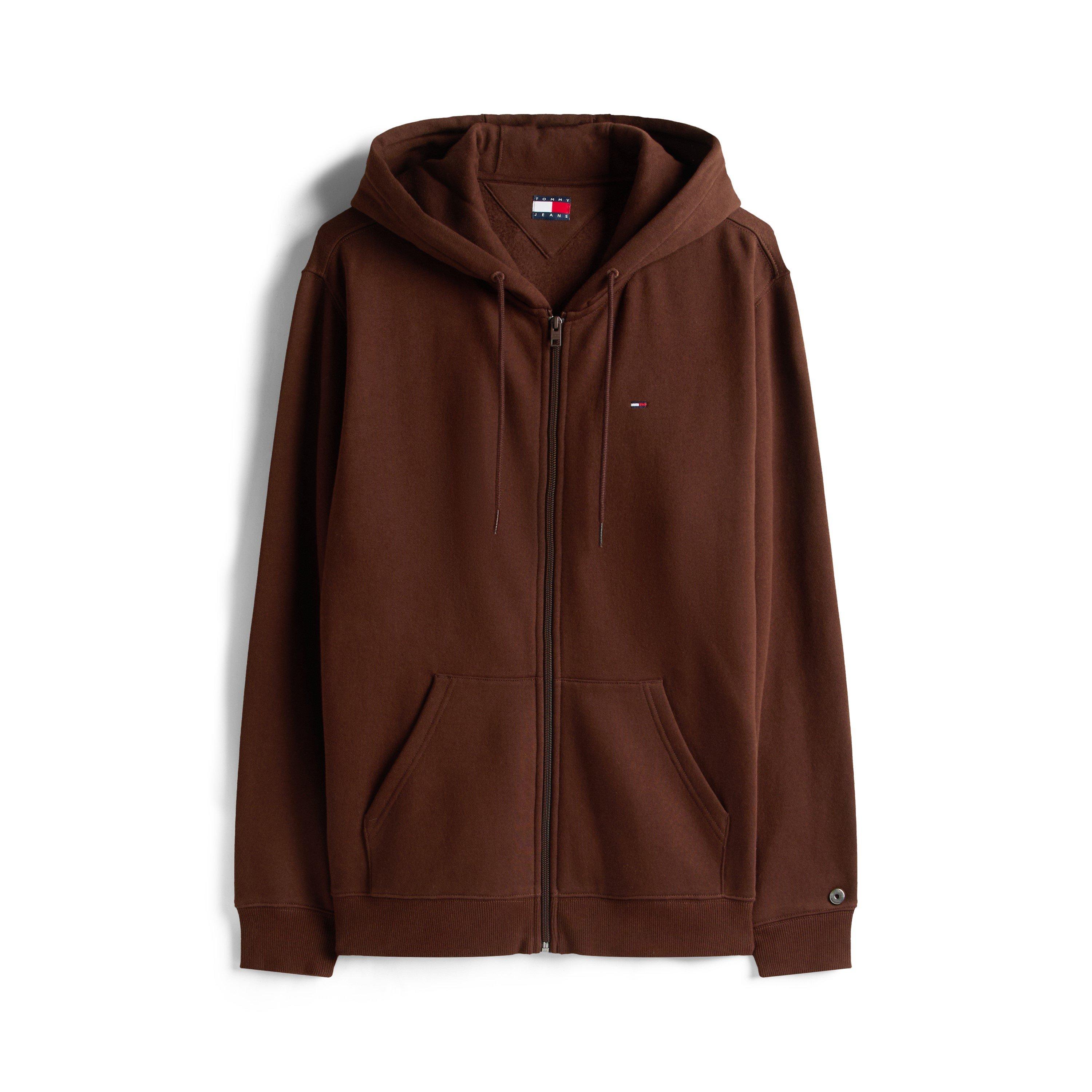 Tommy Jeans Men's Flag Basic Zip Hoodie - Rich Brown - S