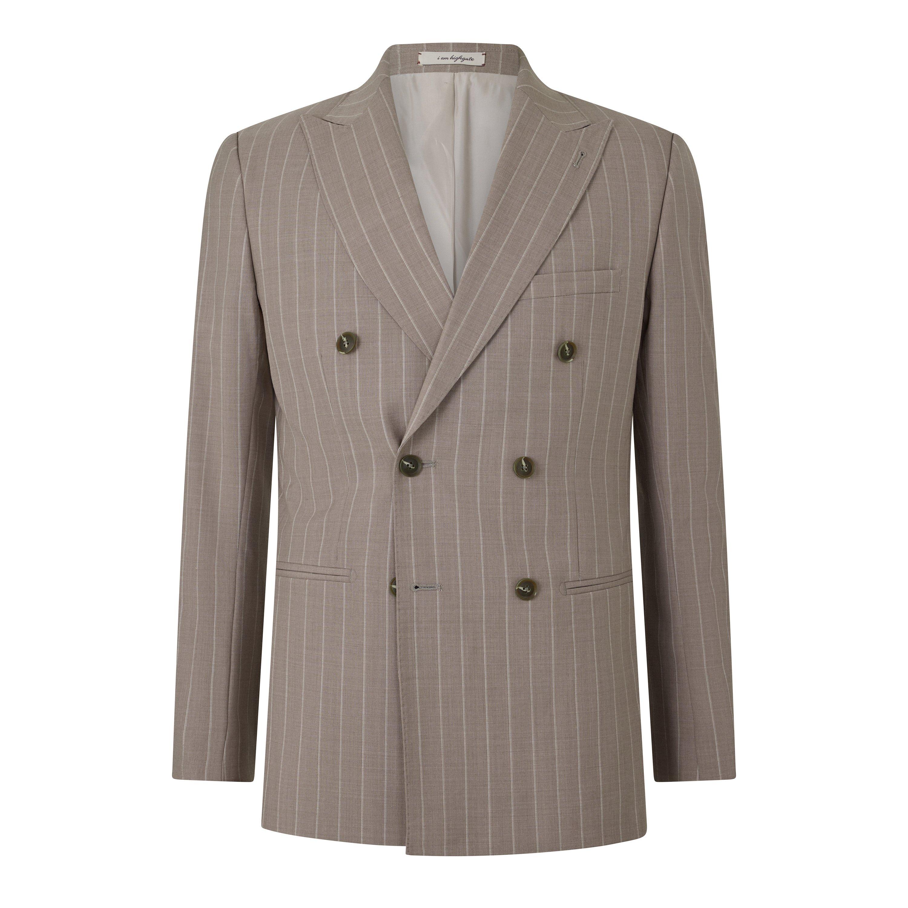 Without Prejudice Men's Highgate Double-Breasted Suit Jacket - Taupe - 40 (50)