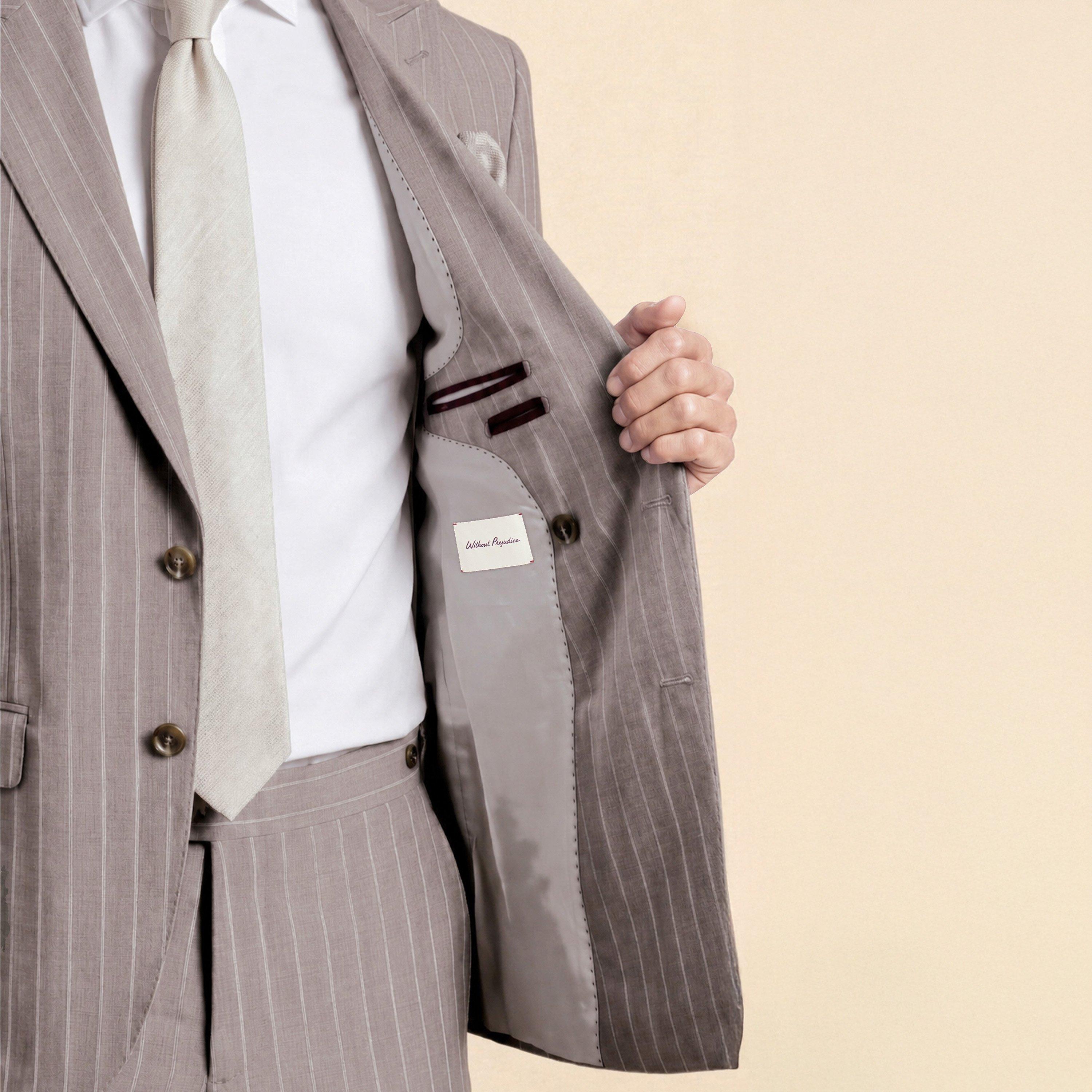 Taupe - Without Prejudice - Highgate Slim Fit Double Breasted Suit Jacket - 5