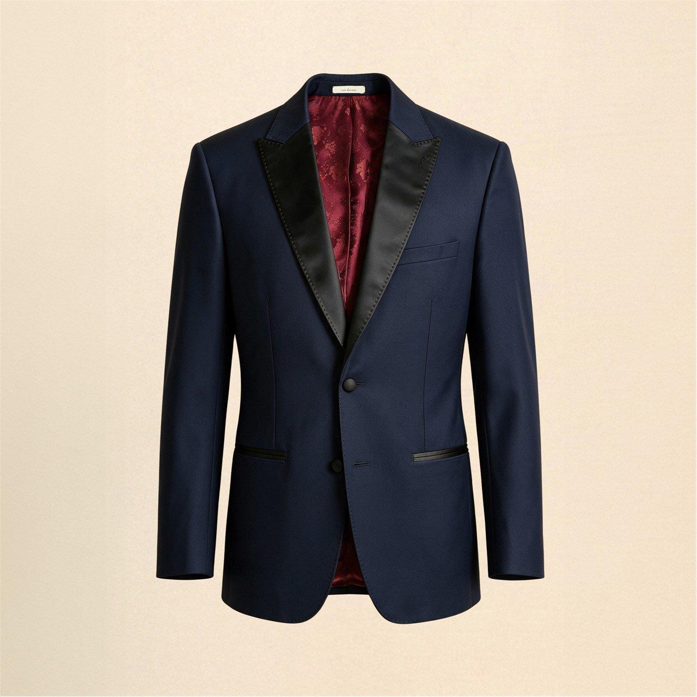 Without Prejudice Men's Palmer Peak Lapel Wool Suit Jacket - Navy - 48 (58)