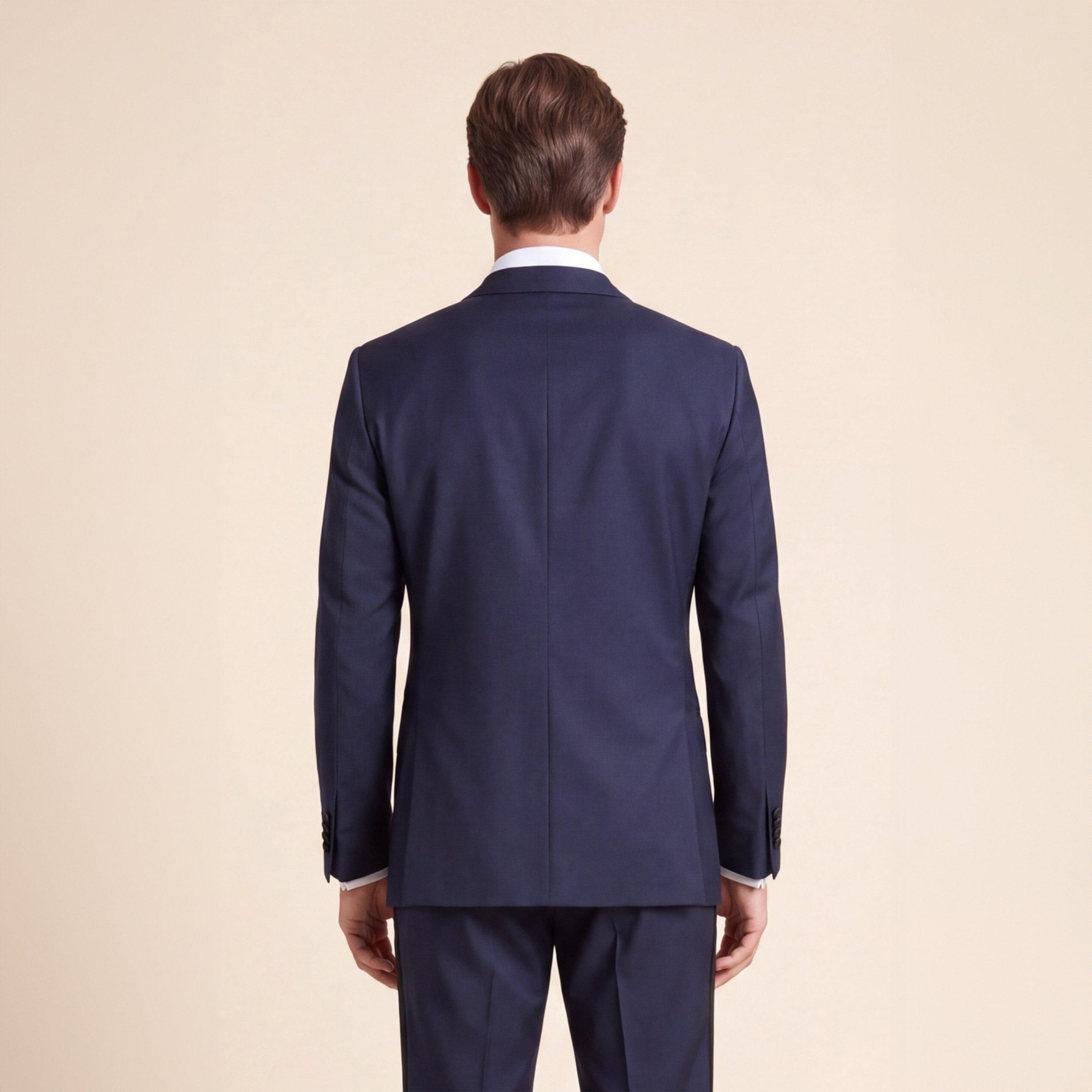 Navy - Without Prejudice - Mens Palmer Peak Lapel Wool Suit Jacket - 3