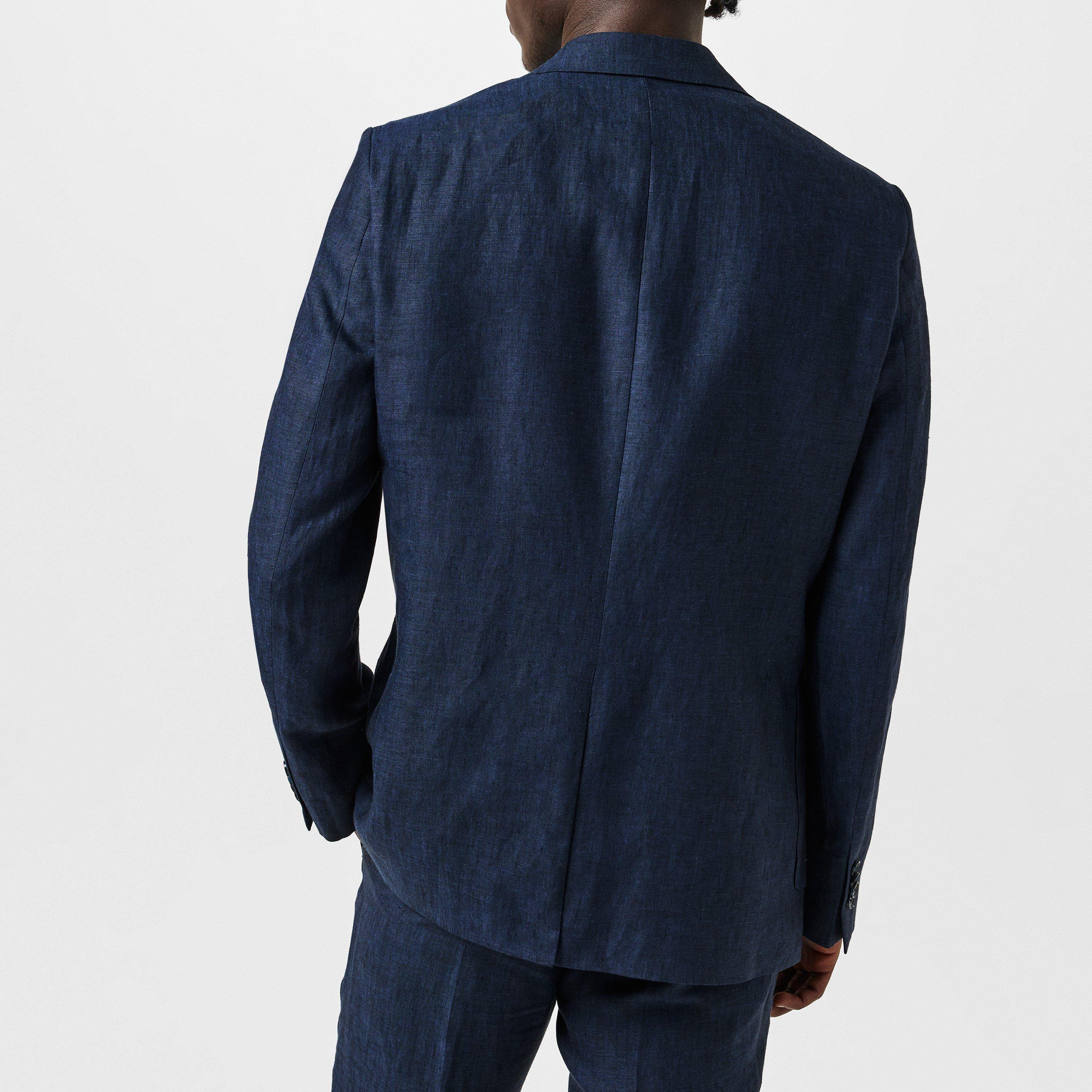 Navy Linen - Without Prejudice - Frith Slim Fit Linen Jacket - 3