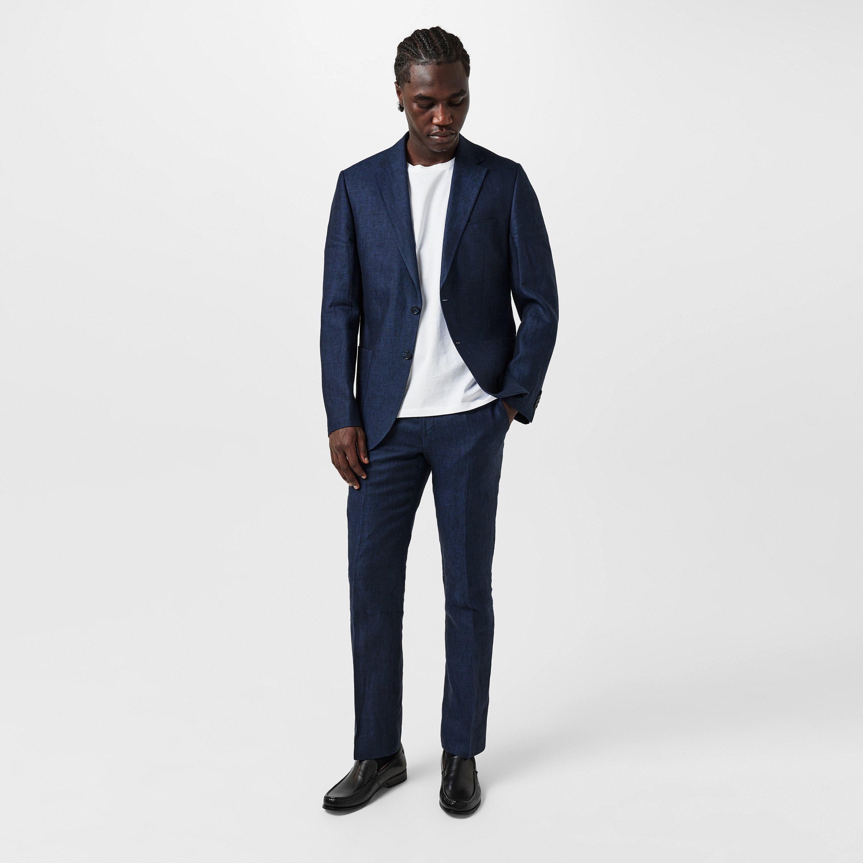 Navy Linen - Without Prejudice - Frith Slim Fit Linen Jacket - 4