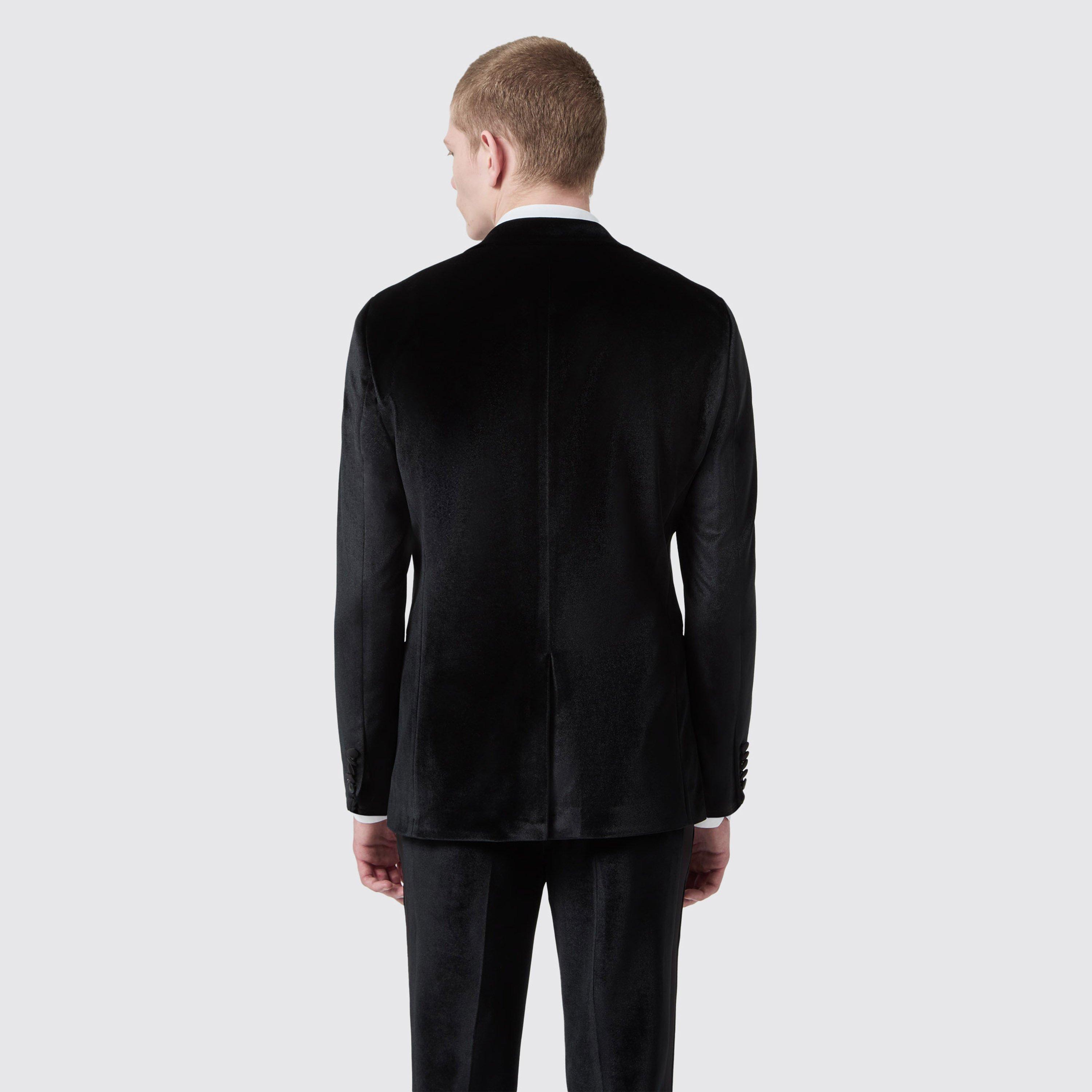 Black - Twisted Tailor - Sylvester Slim Fit Velvet Tux Jacket - 5