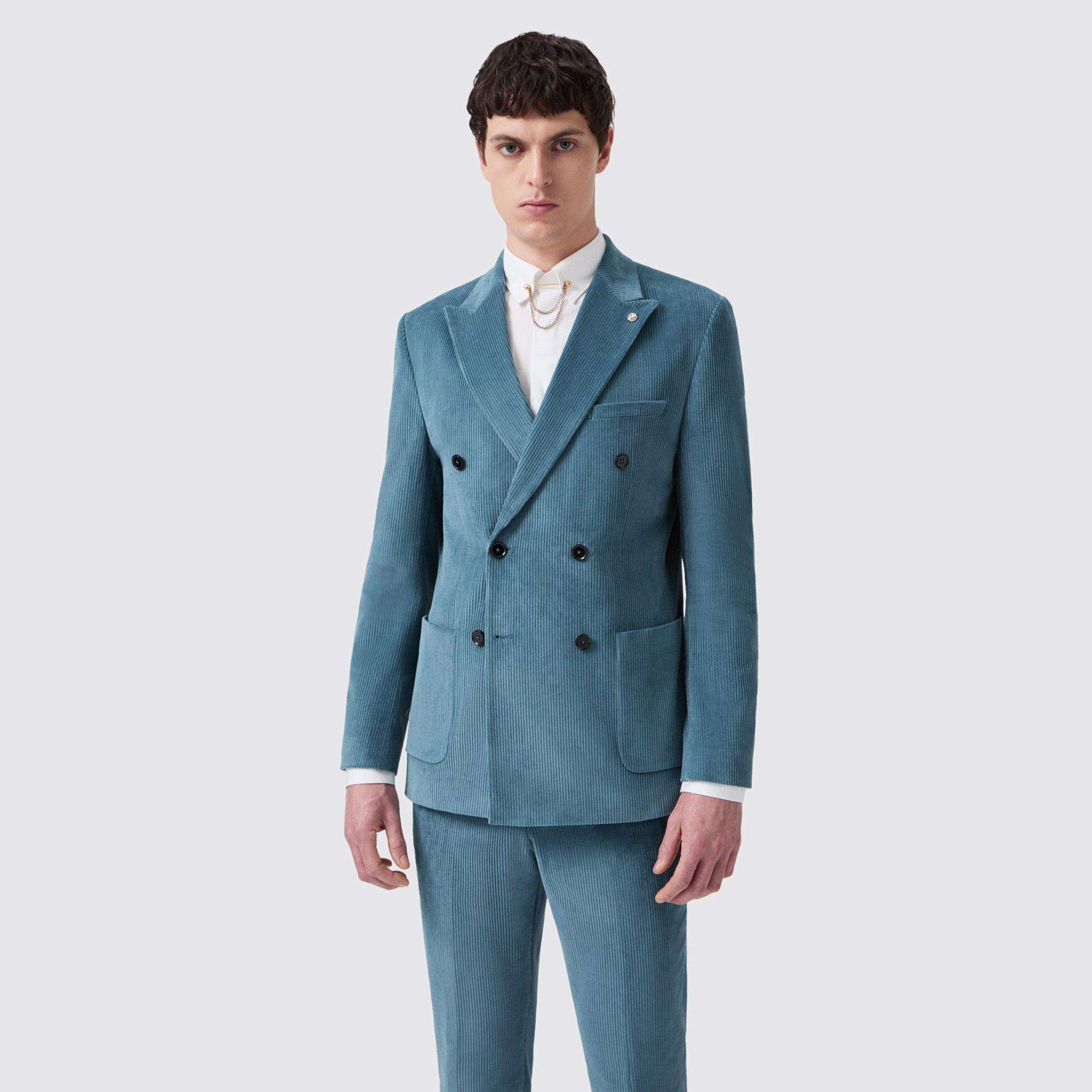 Bright Bl Cord - Twisted Tailor - Aston Slim Fit DB Cord Jacket - 3