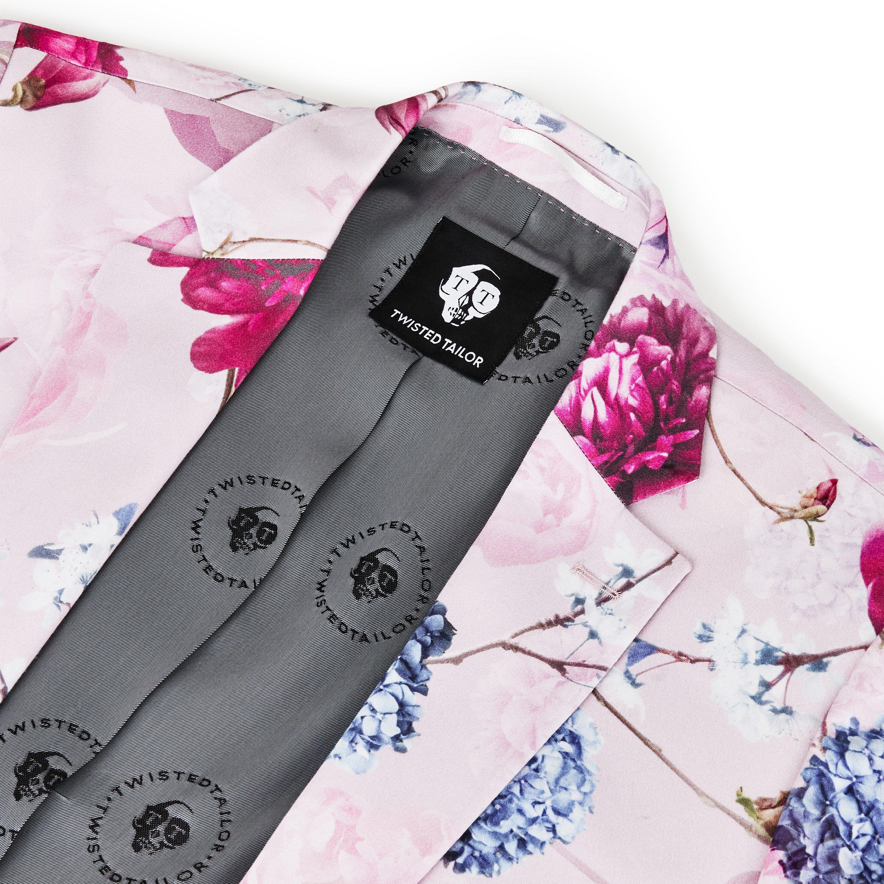 Pink Floral - Twisted Tailor - Russell Skinny Fit Floral Jacket - 8