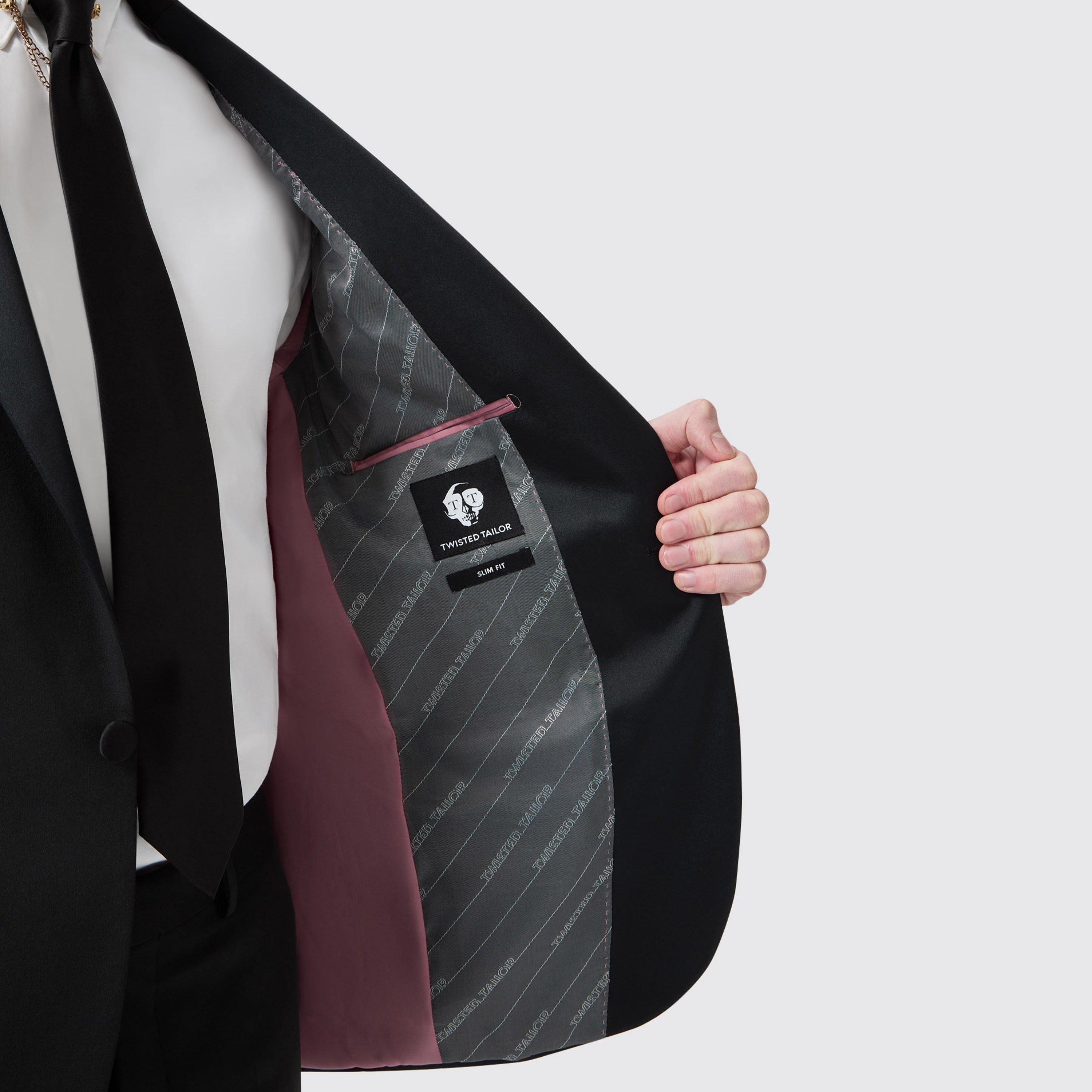 Black - Twisted Tailor - Kingdon Slim Fit Tux Jacket - 4