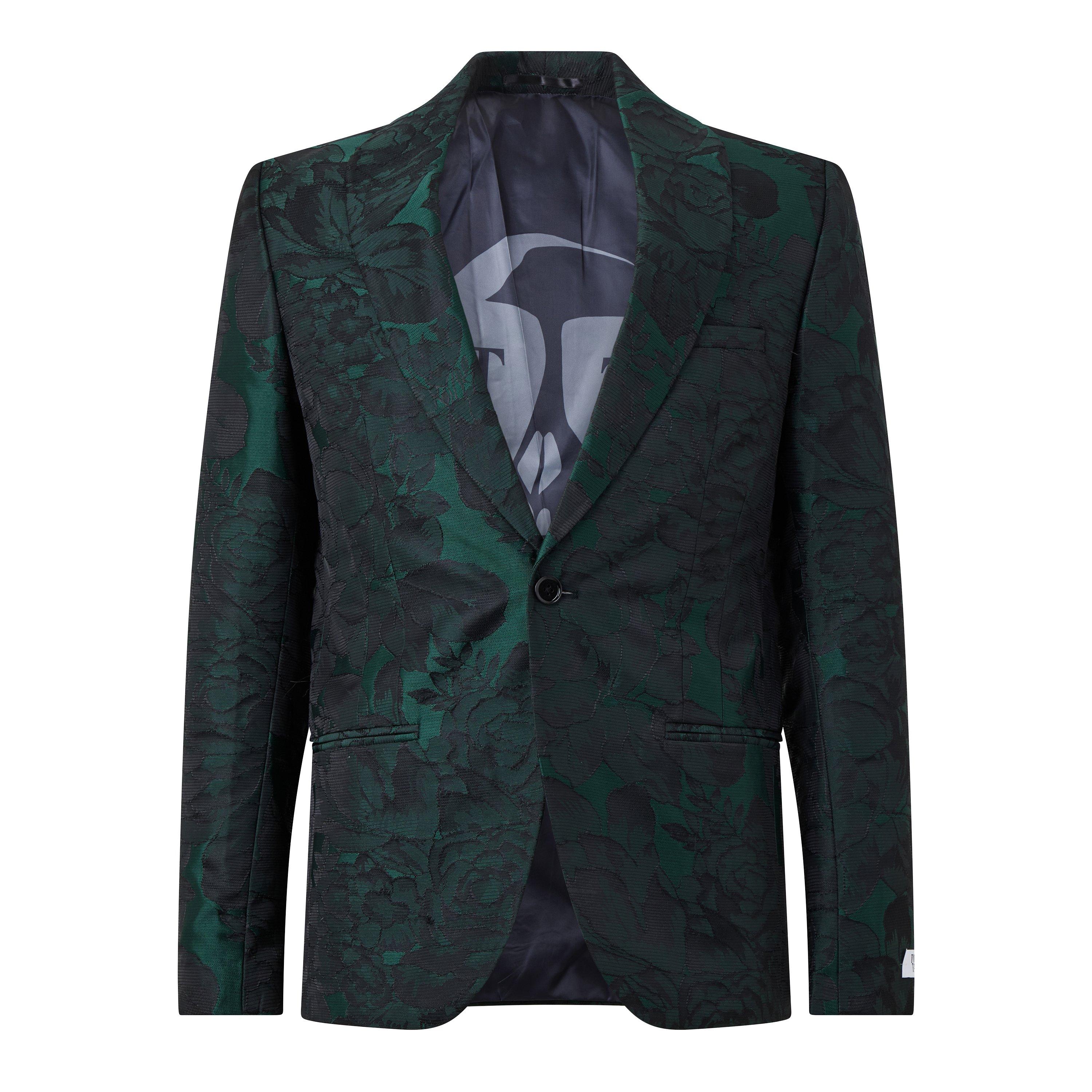 Green - Twisted Tailor - Gilmour Slim Fit Green Floral Suit Jacket - 1