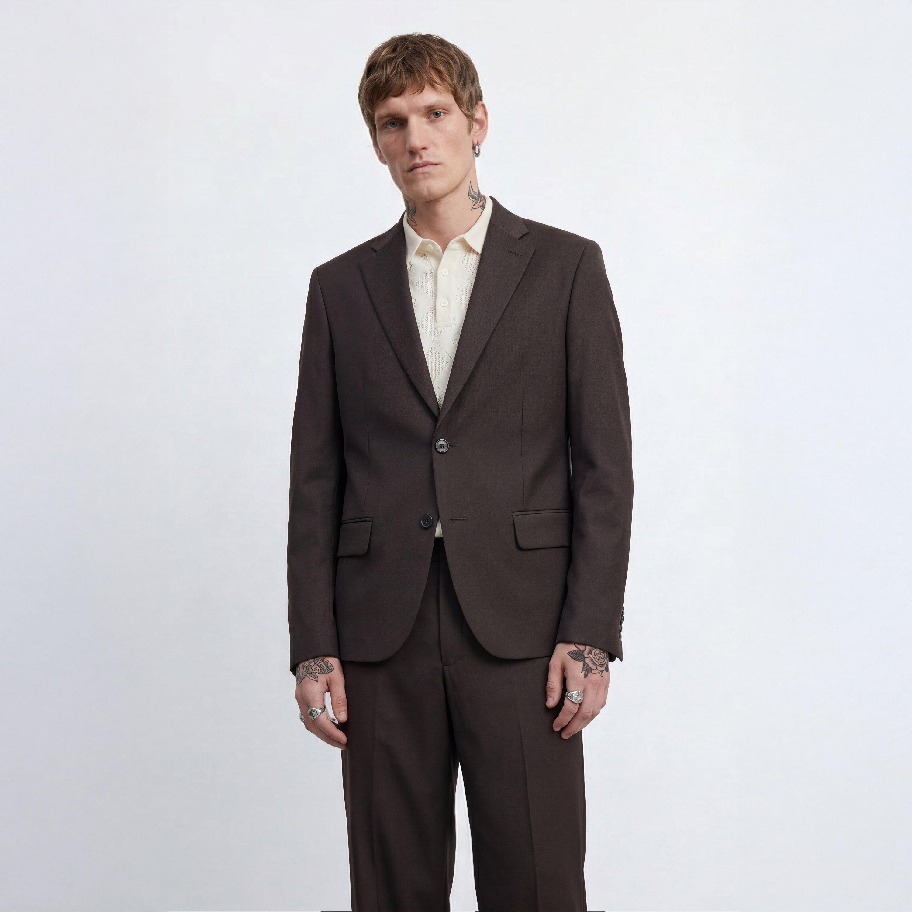Chocolate - Twisted Tailor - Men's Floyd Double Breasted Relaxed Suit Jacket - 2