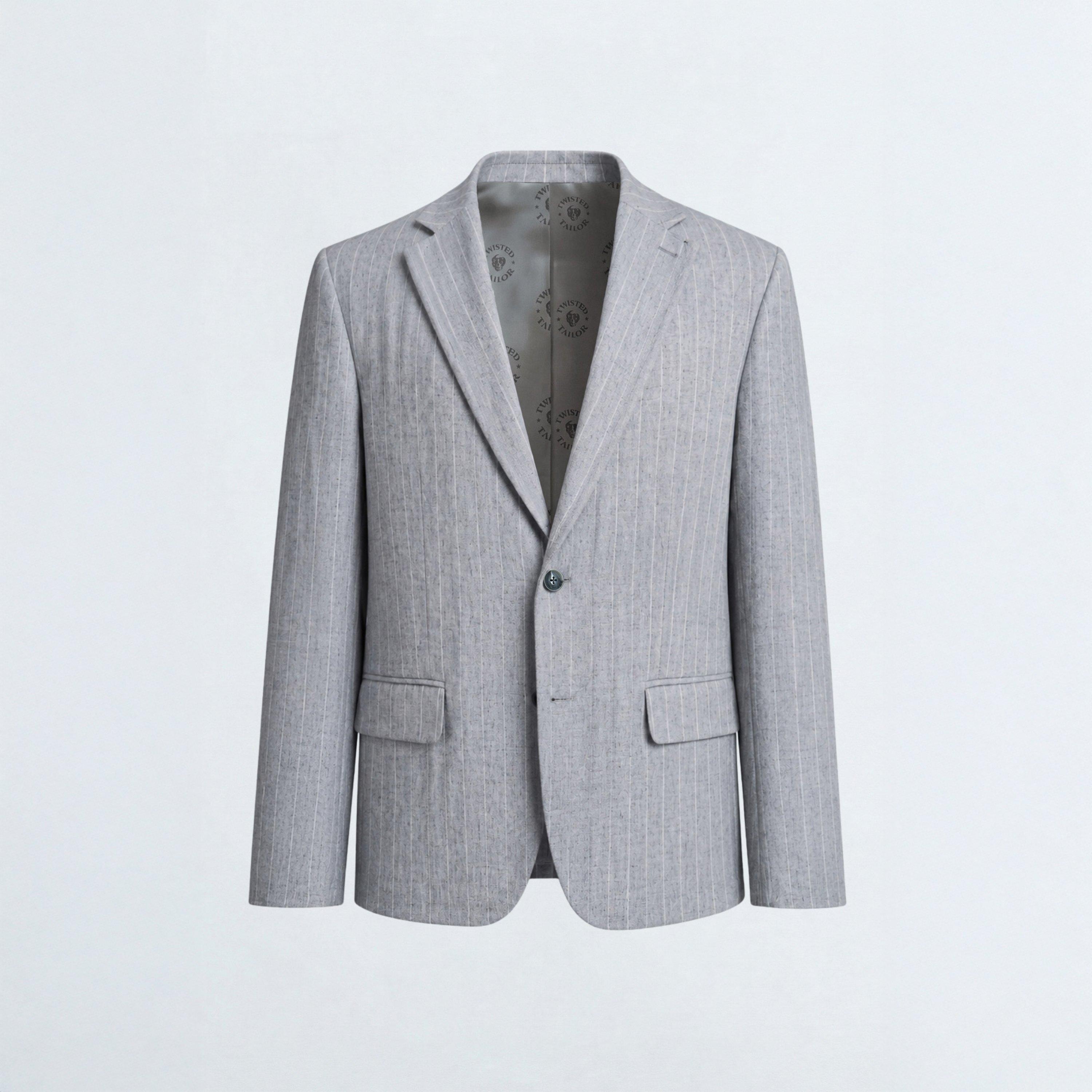 Grey - Twisted Tailor - Tyson Pinstripe Suit Jacket - 1