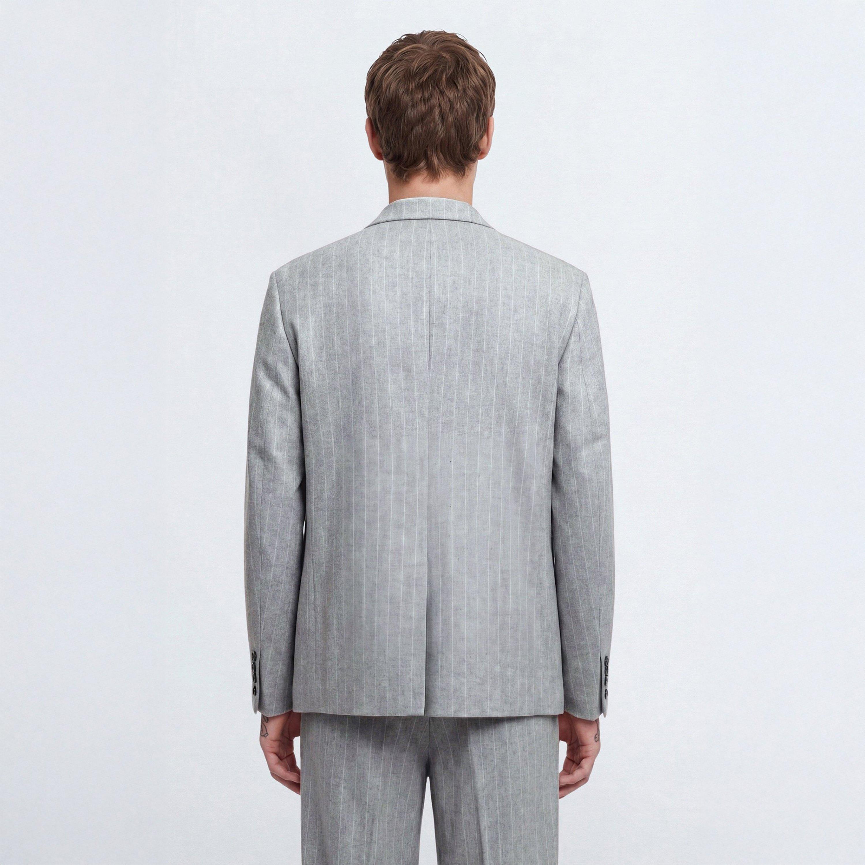 Grey - Twisted Tailor - Tyson Pinstripe Suit Jacket - 3