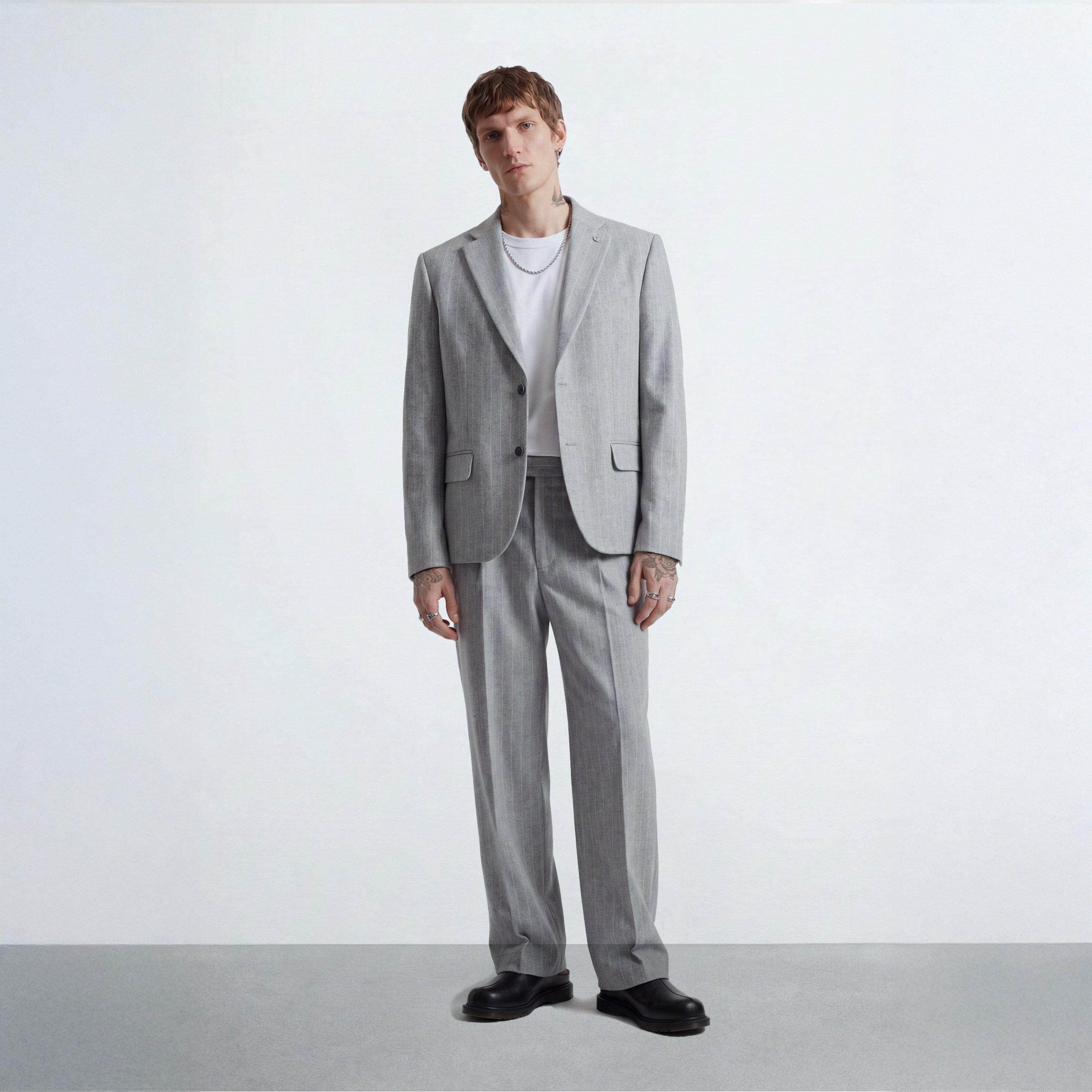 Grey - Twisted Tailor - Tyson Pinstripe Suit Jacket - 5