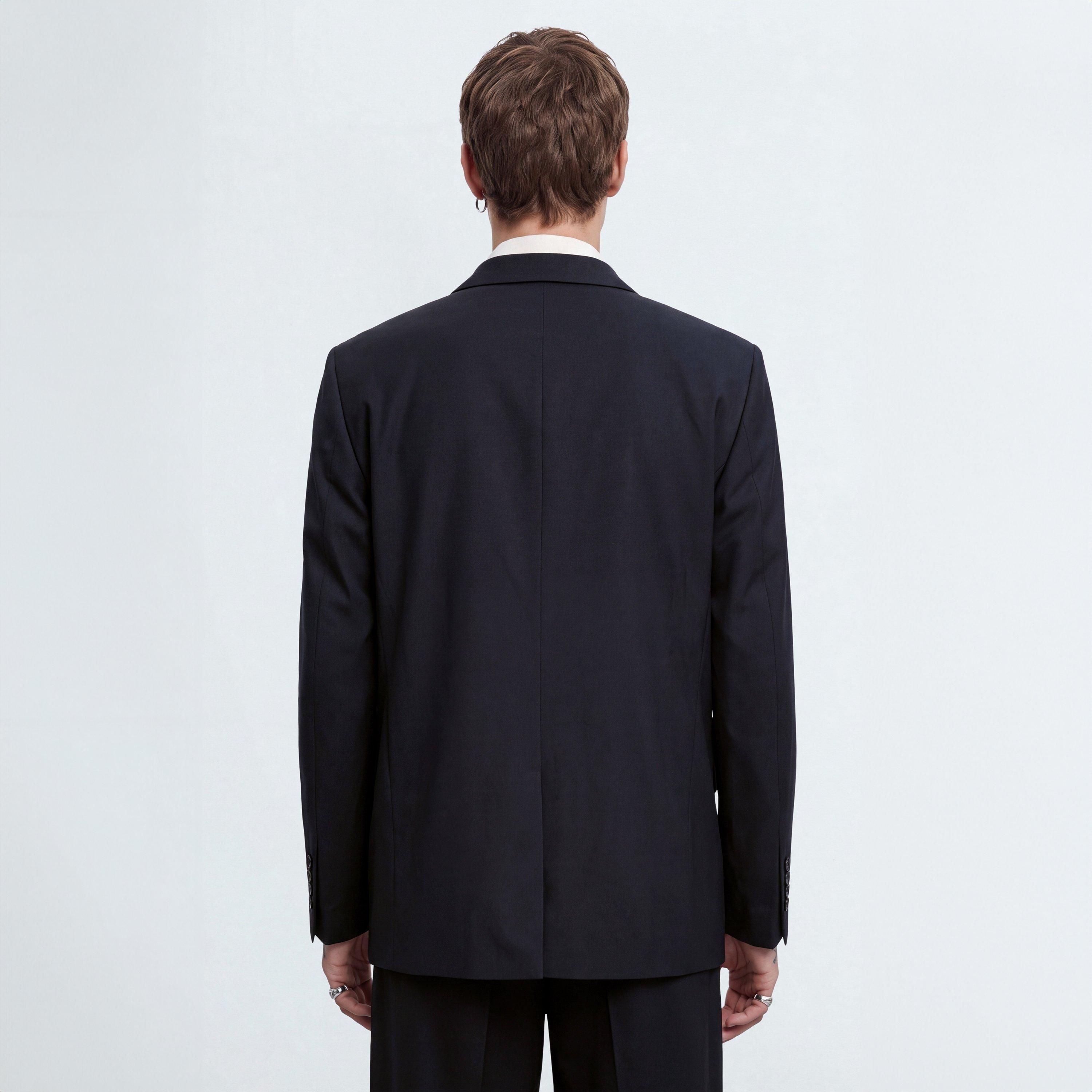 Black - Twisted Tailor - Mens Syrah Double-Breasted Wool Relaxed-Fit Suit Jacket - 3