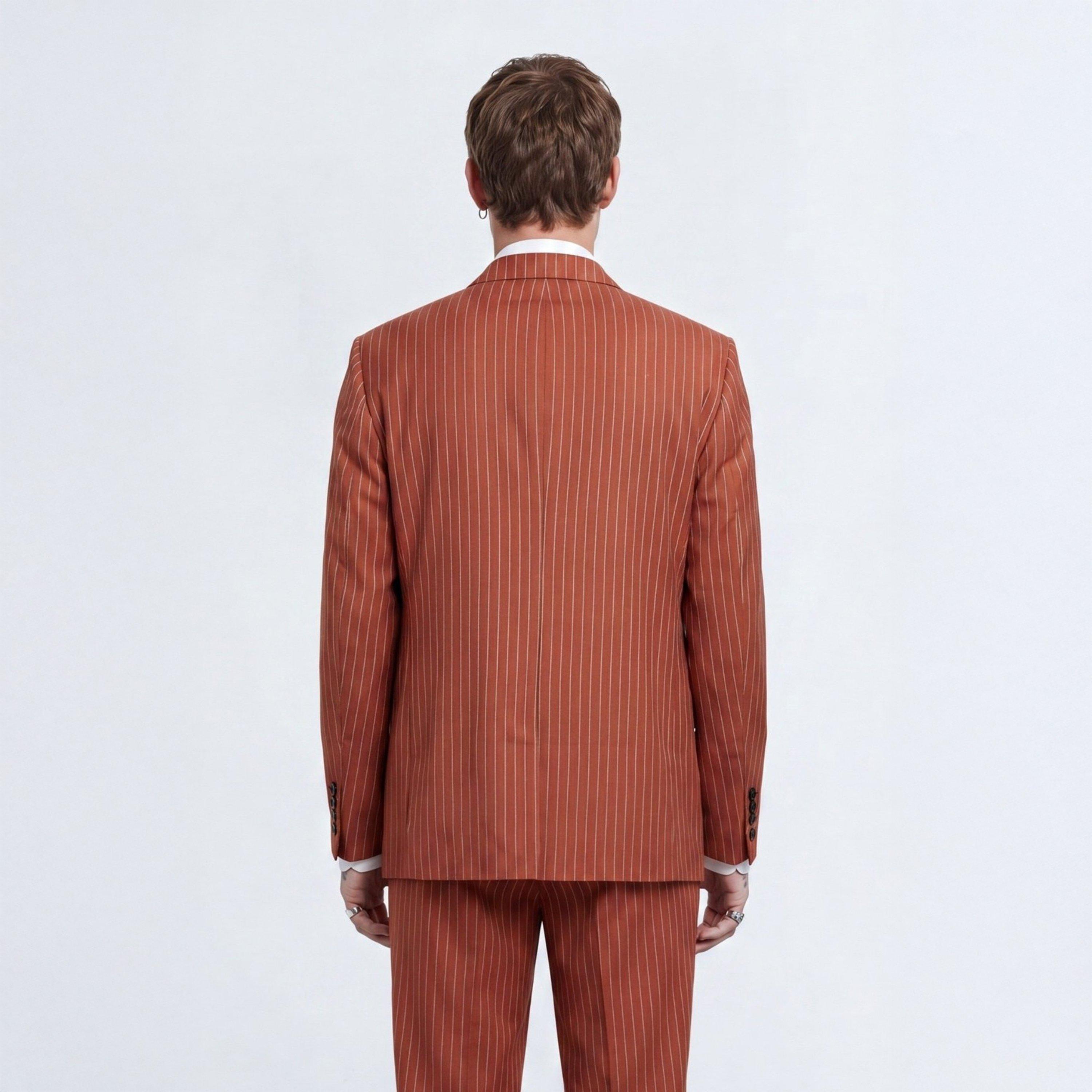 Burnt Orange - Twisted Tailor - Men's Syrah Double-Breasted Wool Relaxed-Fit Suit Jacket - 3