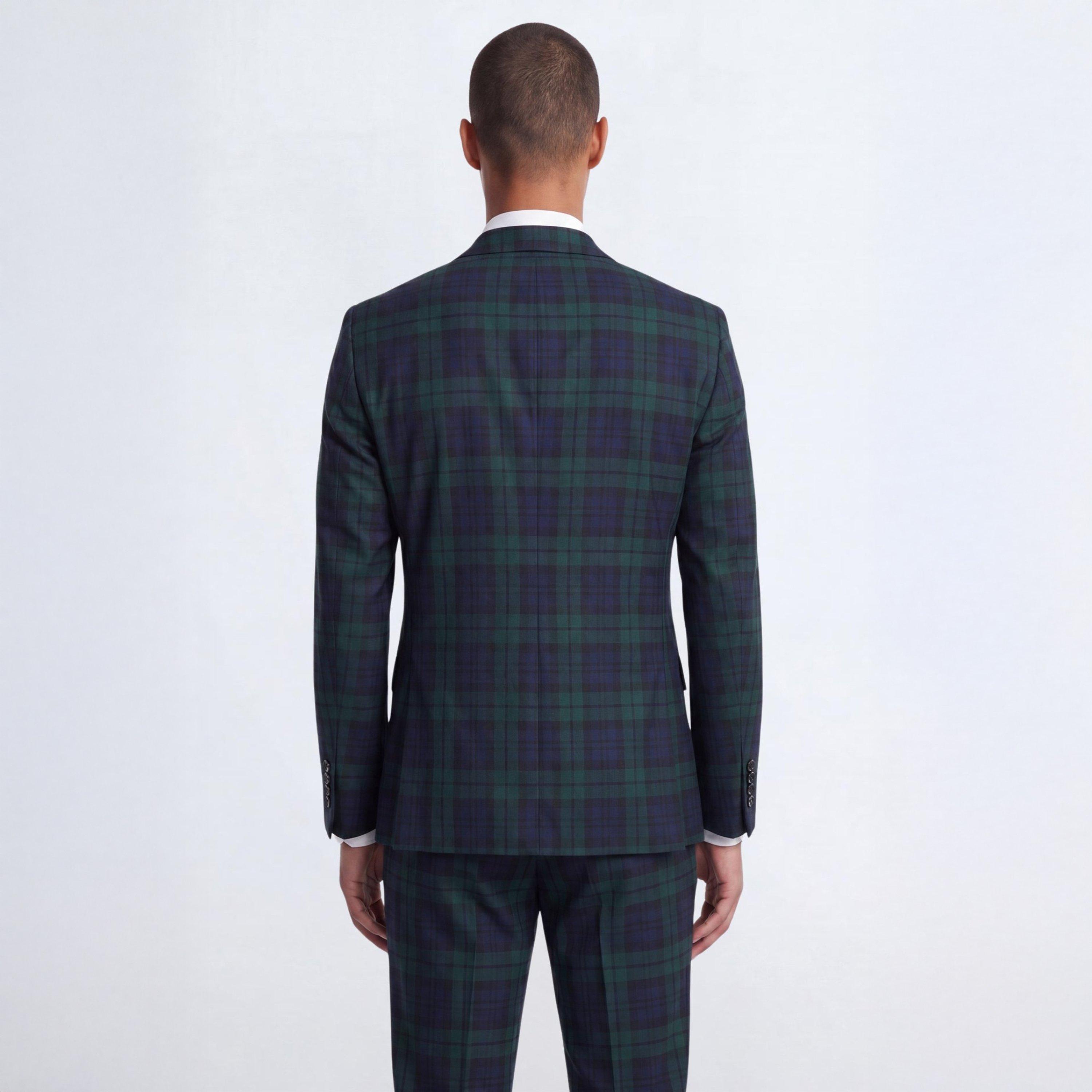 Green - Twisted Tailor - Ginger Slim Fit Green Tartan Suit Jacket - 4