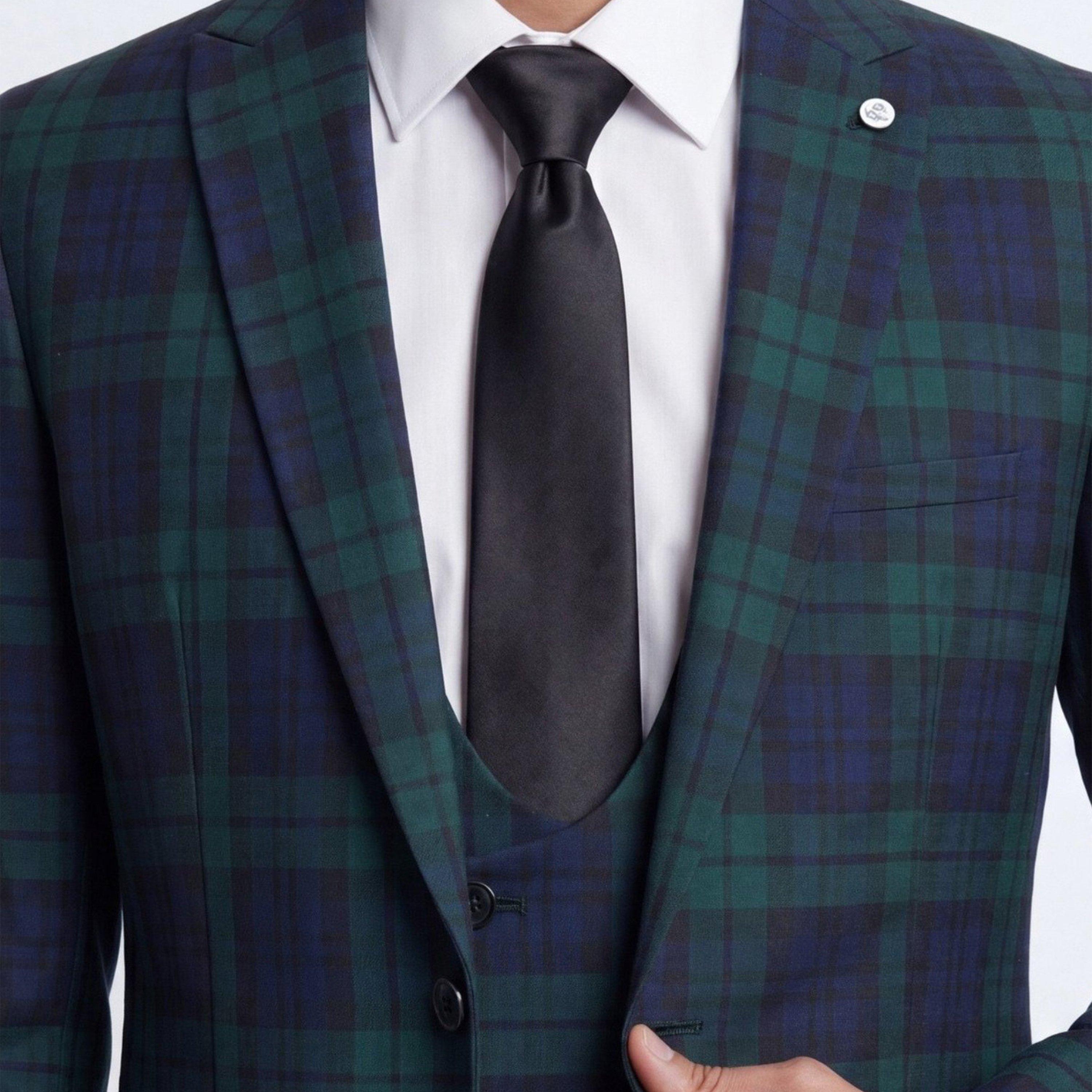 Green - Twisted Tailor - Ginger Slim Fit Green Tartan Suit Jacket - 5