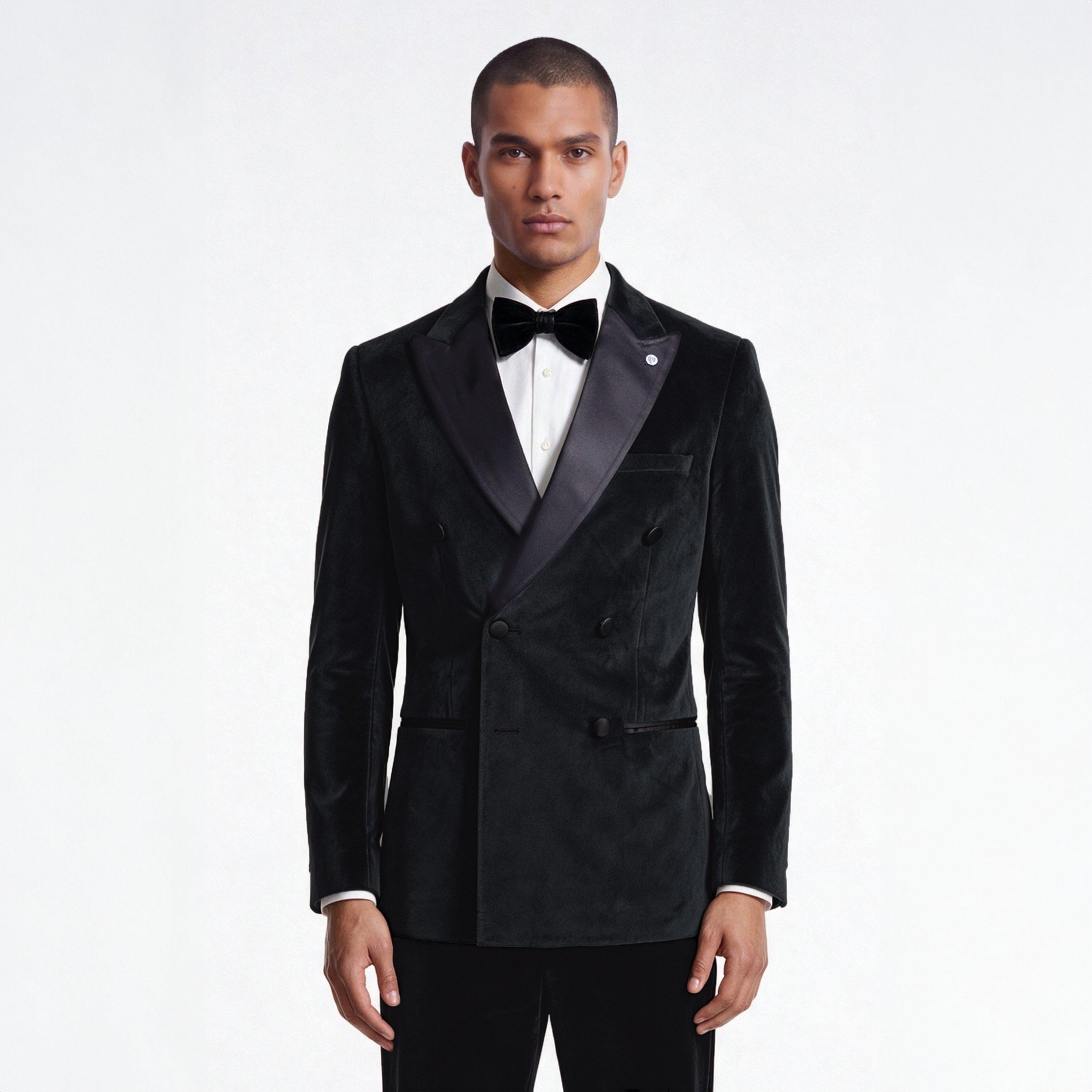 Black - Twisted Tailor - Stallone Slim Fit Double Breasted Tux Jacket - 2
