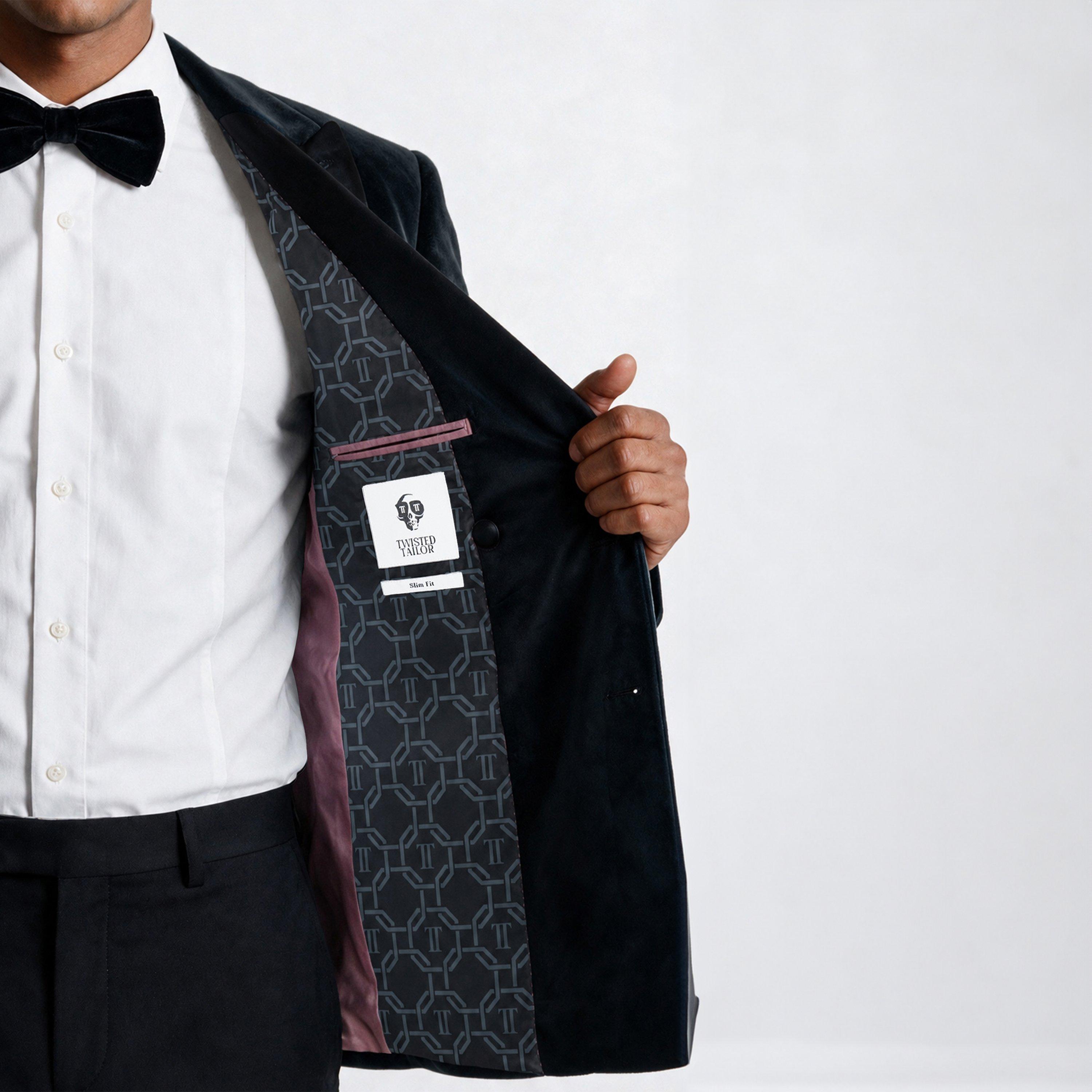 Black - Twisted Tailor - Stallone Slim Fit Double Breasted Tux Jacket - 4