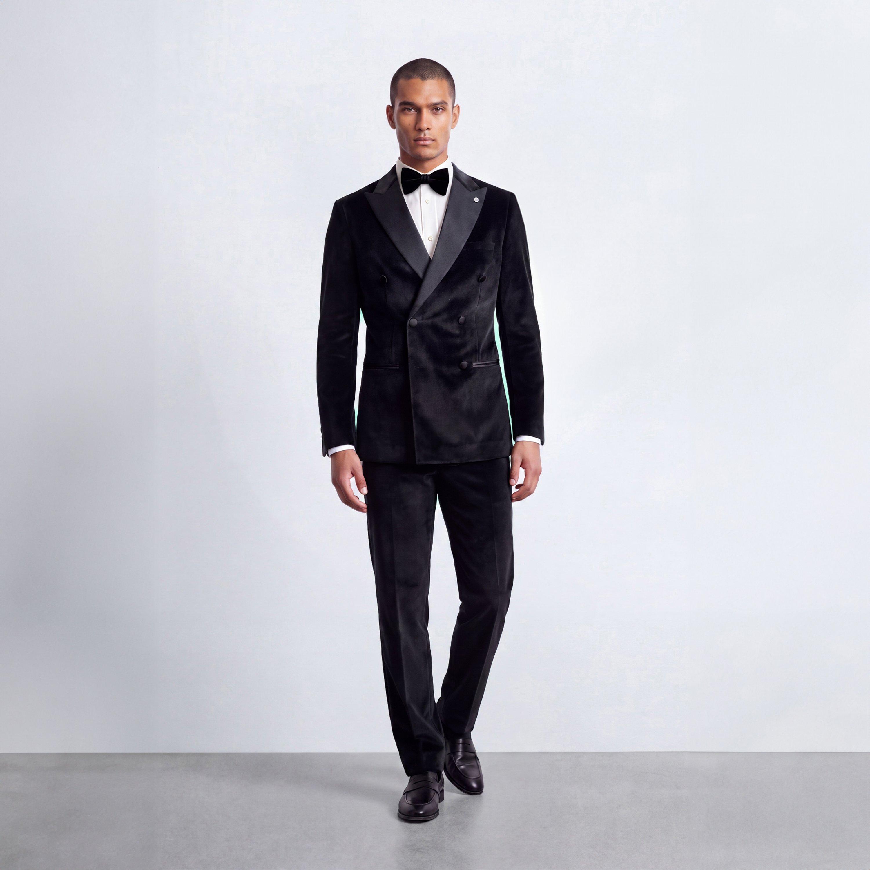 Black - Twisted Tailor - Stallone Slim Fit Double Breasted Tux Jacket - 6