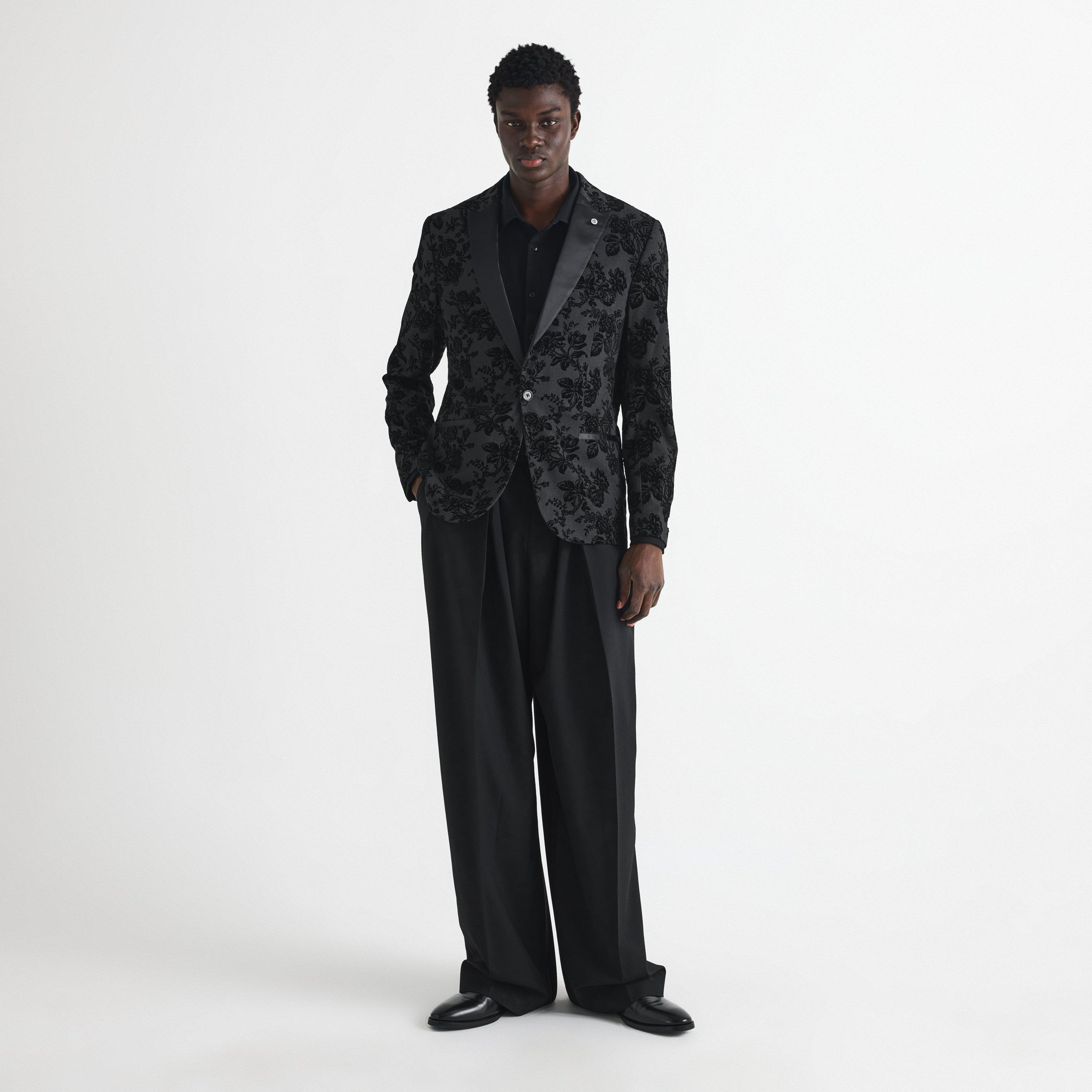 Charcoal - Twisted Tailor - Mens Fleet Skinny Wool Floral Suit Jacket - 7