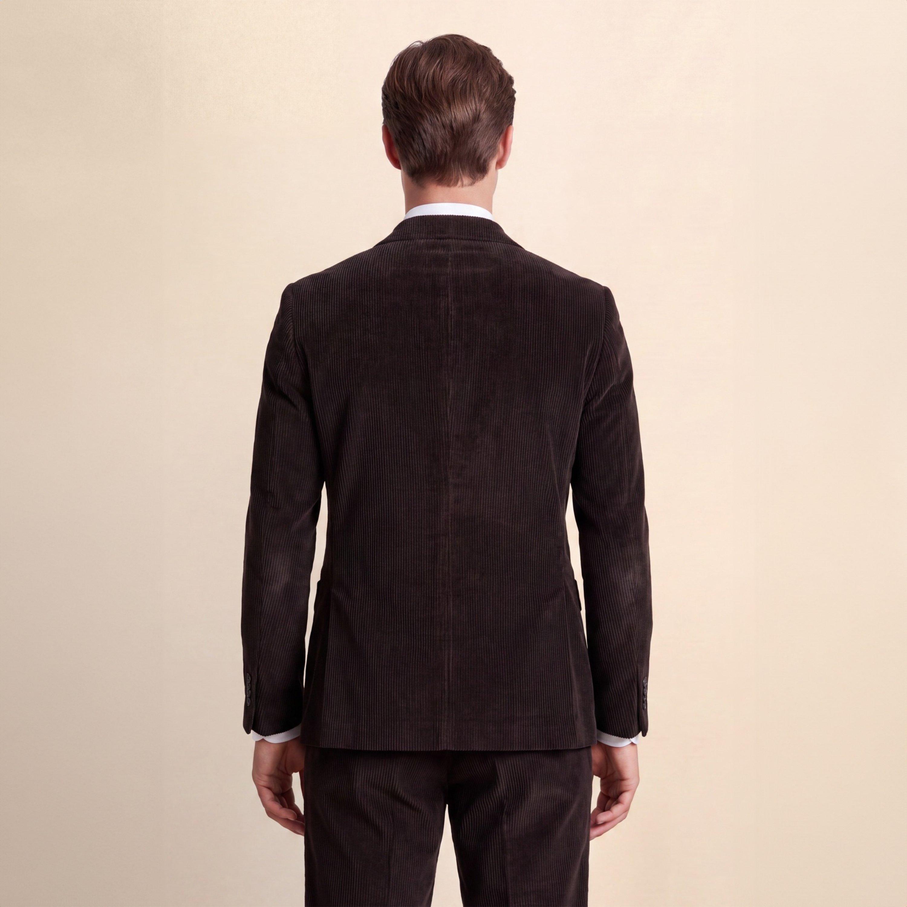 Dark Brown - Without Prejudice - Norton Double Breasted Brown Corduroy Suit Jacket - 3