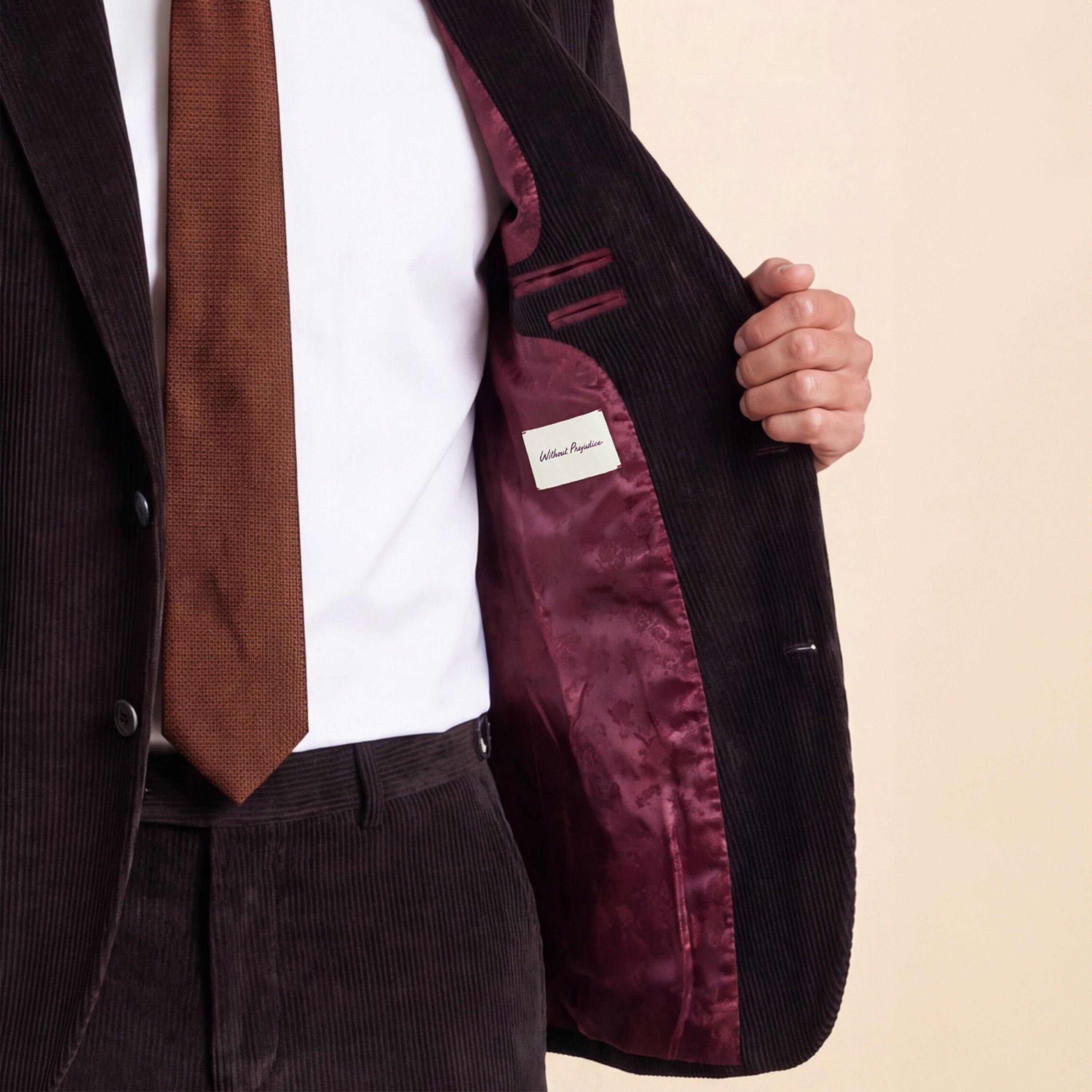 Dark Brown - Without Prejudice - Norton Double Breasted Brown Corduroy Suit Jacket - 4