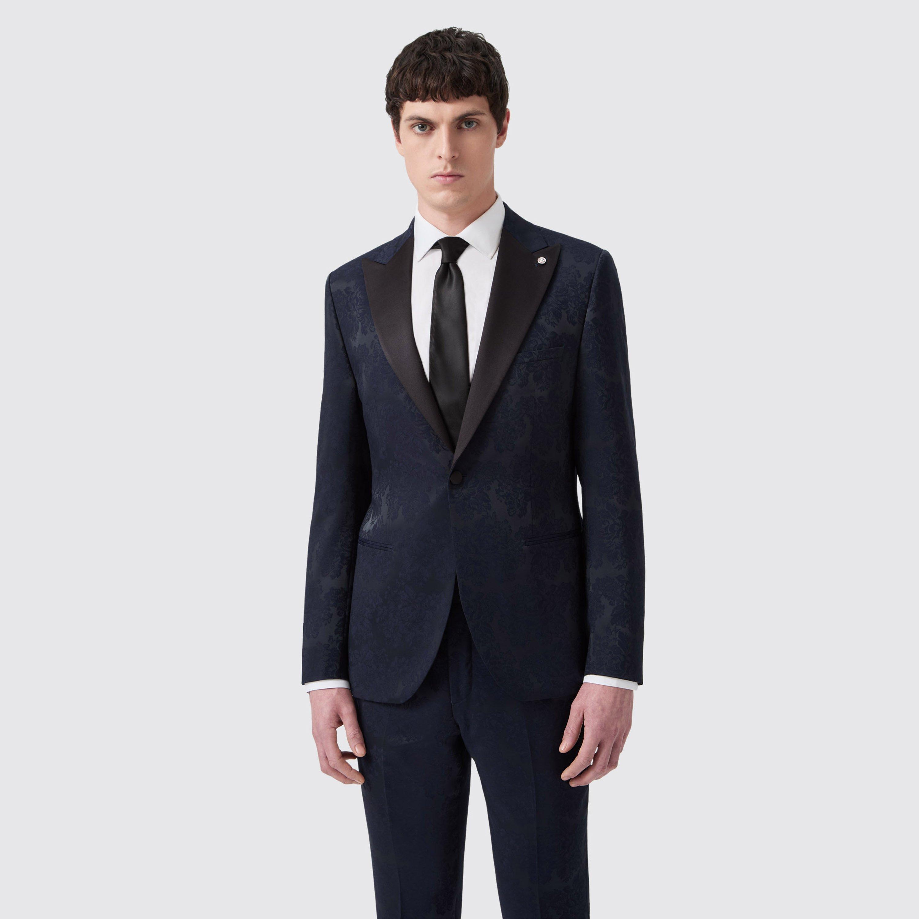 Navy - Twisted Tailor - Minerva Slim Fit Tux Jacket - 1