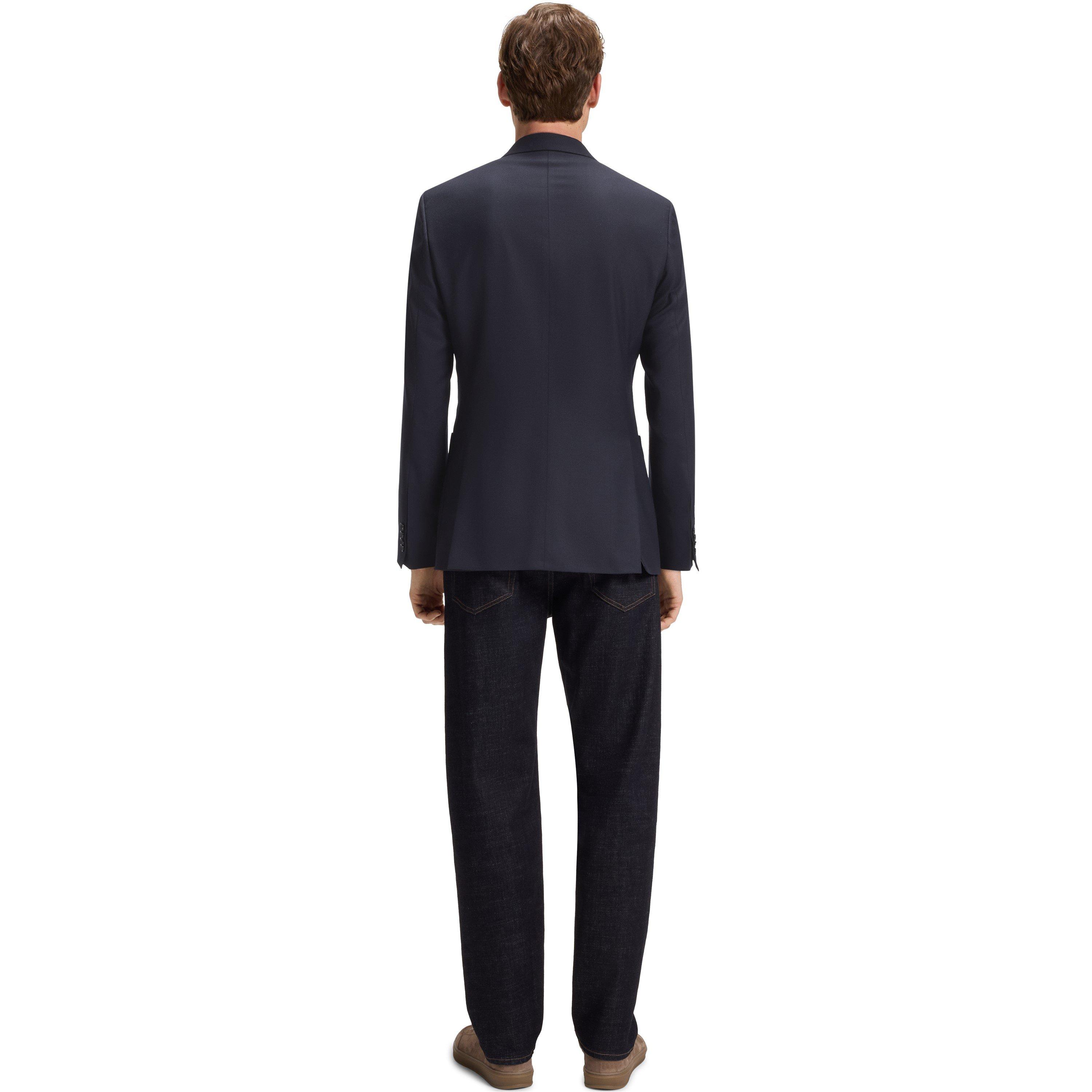 Dark Blue 408 - Boss - Men's Double Breasted Stretch Full Lining Suit Jacket - 3