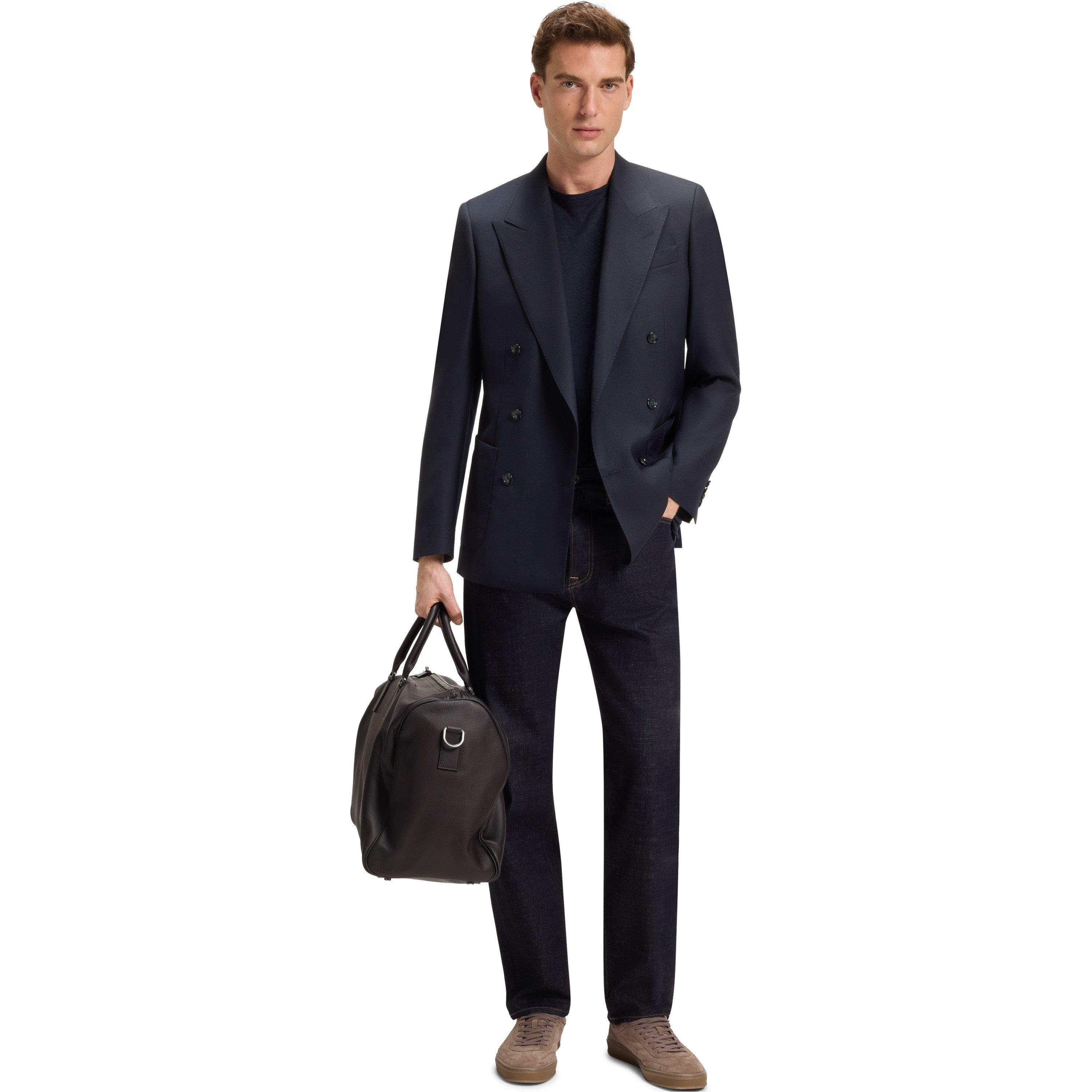 Dark Blue 408 - Boss - Men's Double Breasted Stretch Full Lining Suit Jacket - 6