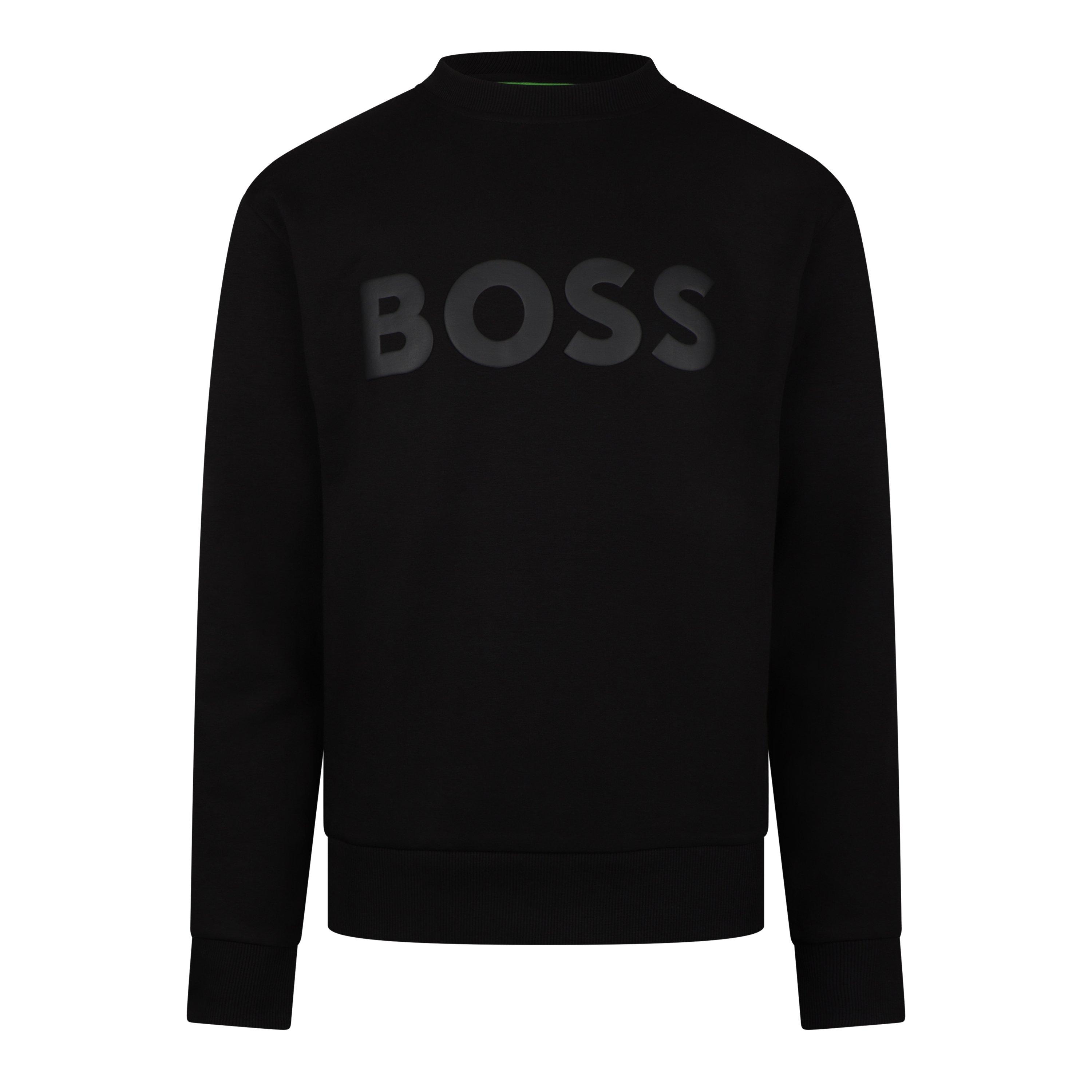 Black - Boss - Men's Salbo Tonal-Logo Cotton Long-Sleeve Sweatshirt - 1