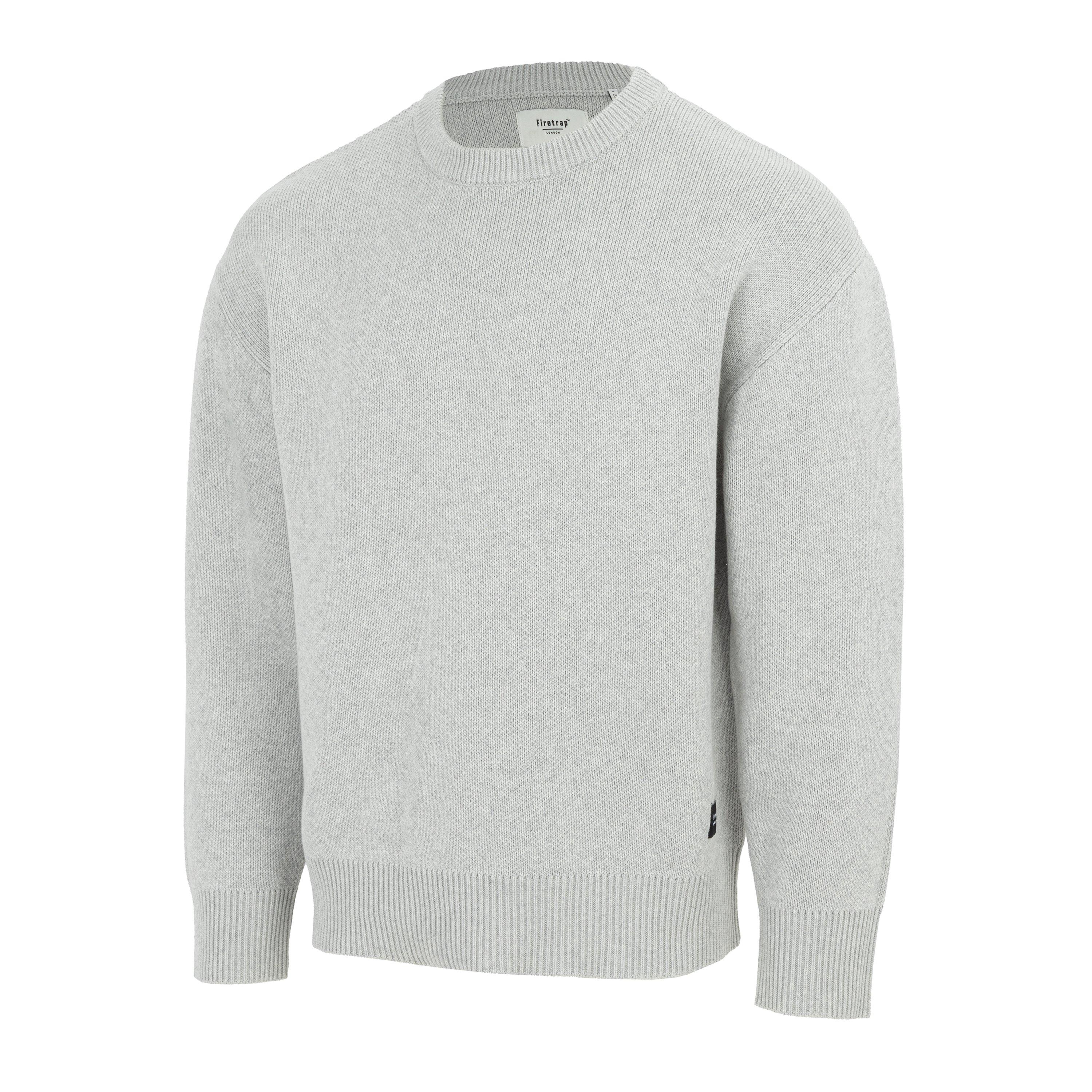 Light Grey - Firetrap - Crew Neck Sweater Knitted Jumper Men - 3