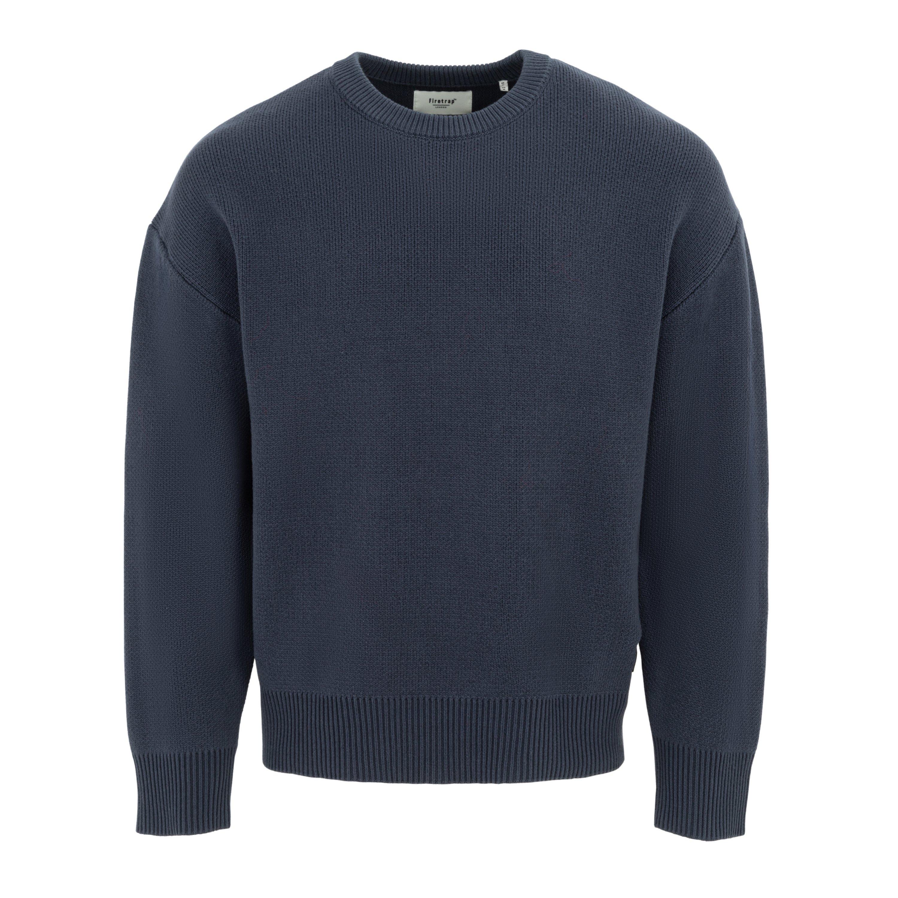 Firetrap Men's Crew Neck Sweater Knitted Jumper - Navy - XL