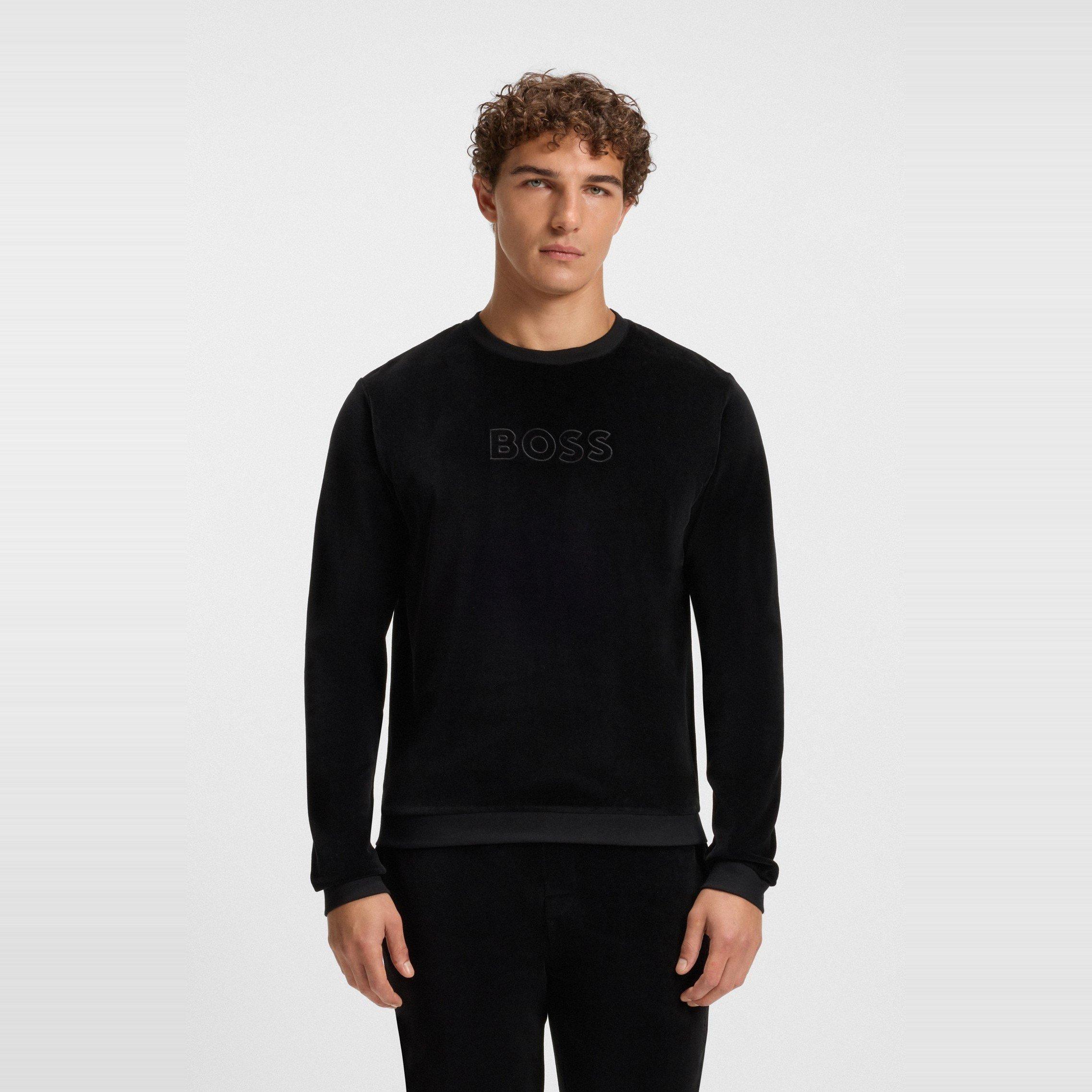Black - Hugo - Hugo Velour Sweatshirt 10275198 01 - 2