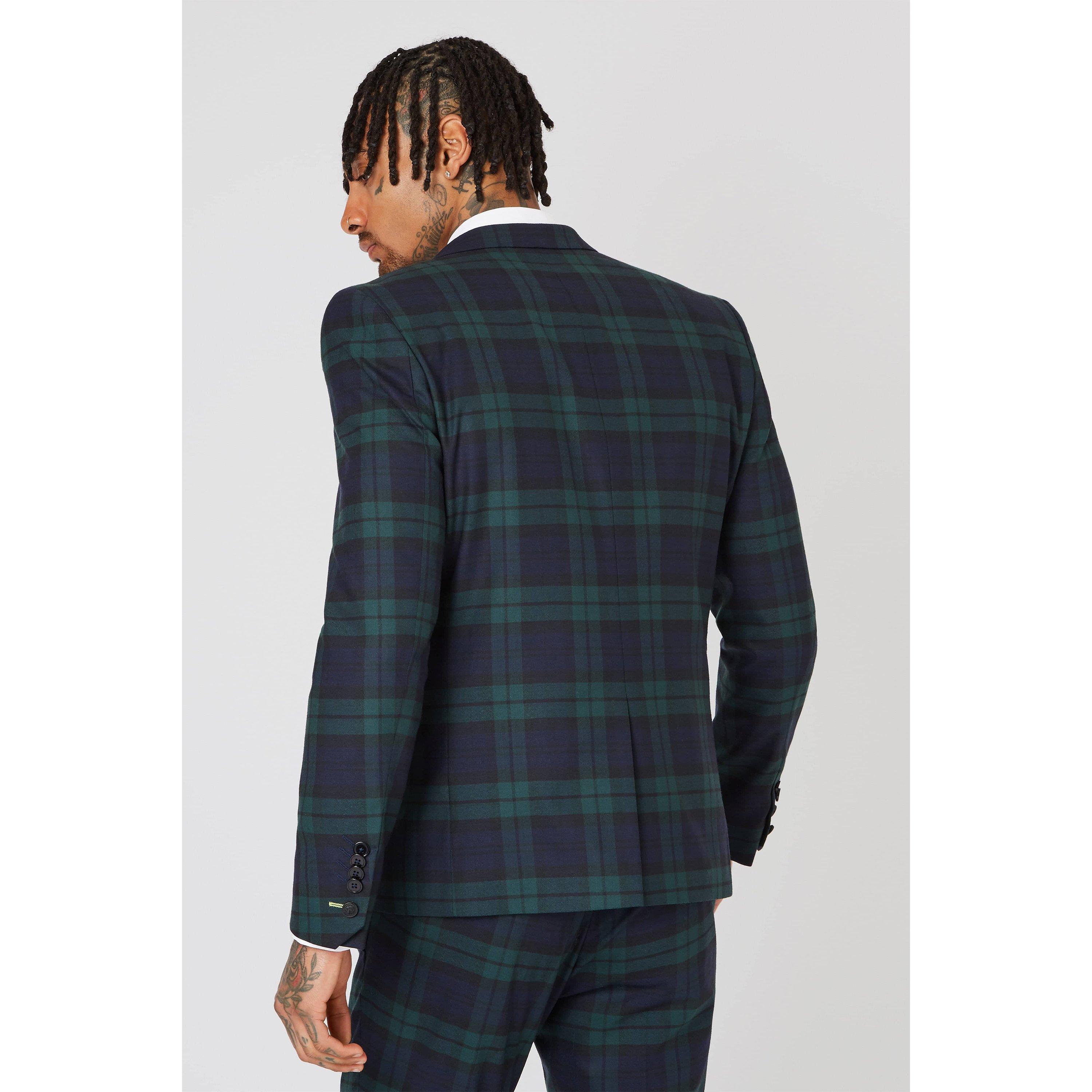 Green - Twisted Tailor - Ginger Skinny Fit Tartan Suit Jacket - 2