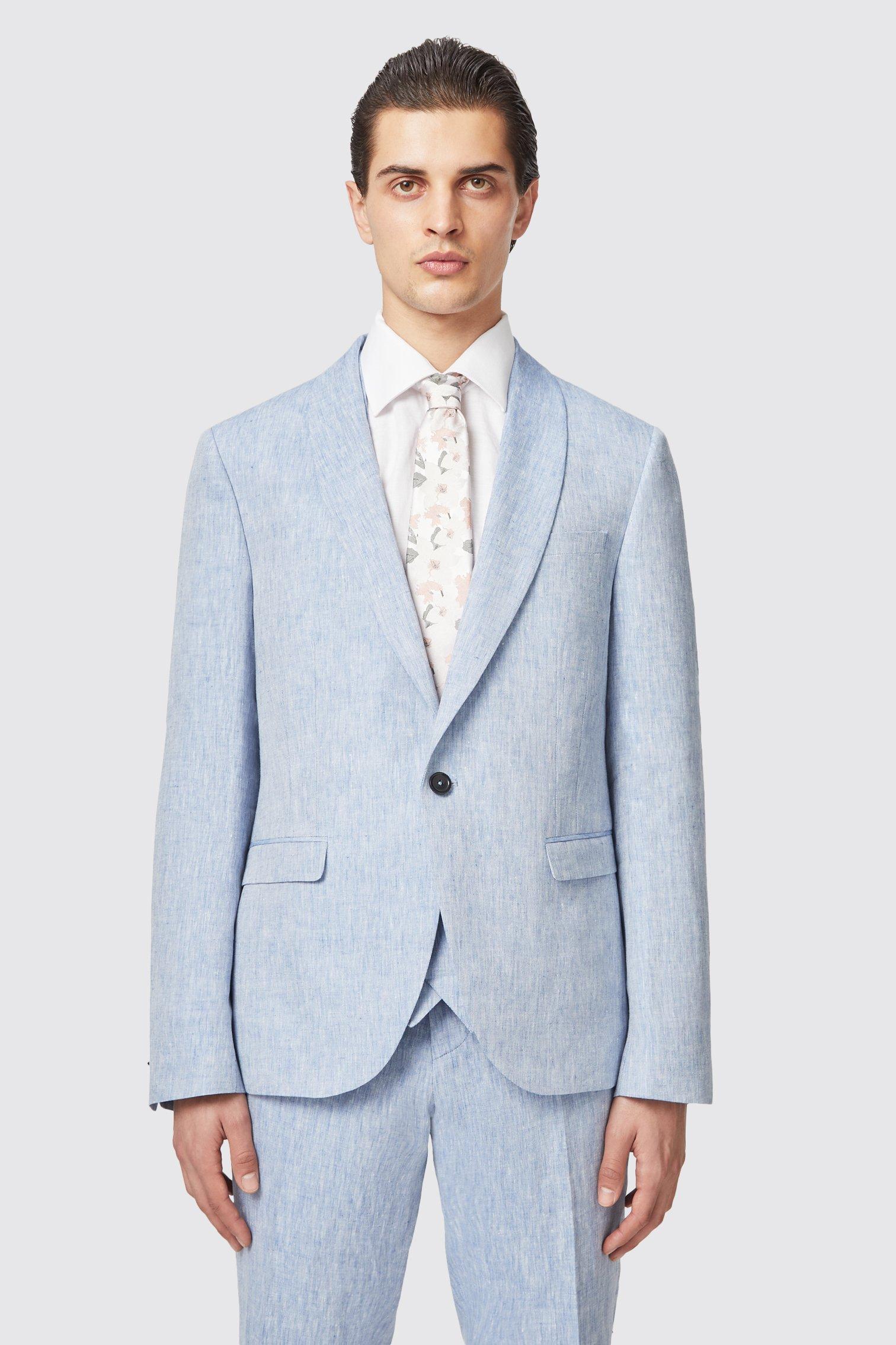 Blue - Twisted Tailor - Clairmont Slim Fit Linen Suit Jacket - 2